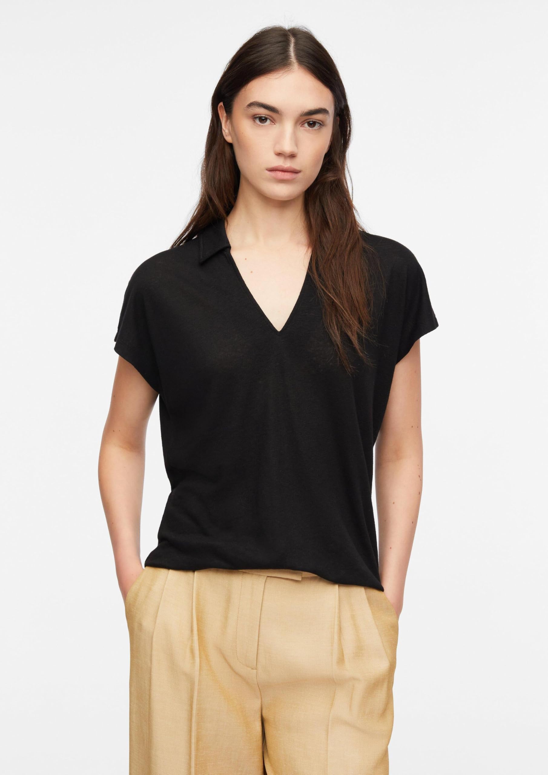 comma-polo-shirt-leinenmix-poloshirt-damen-gr-e-48-v-ausschnitt image 5