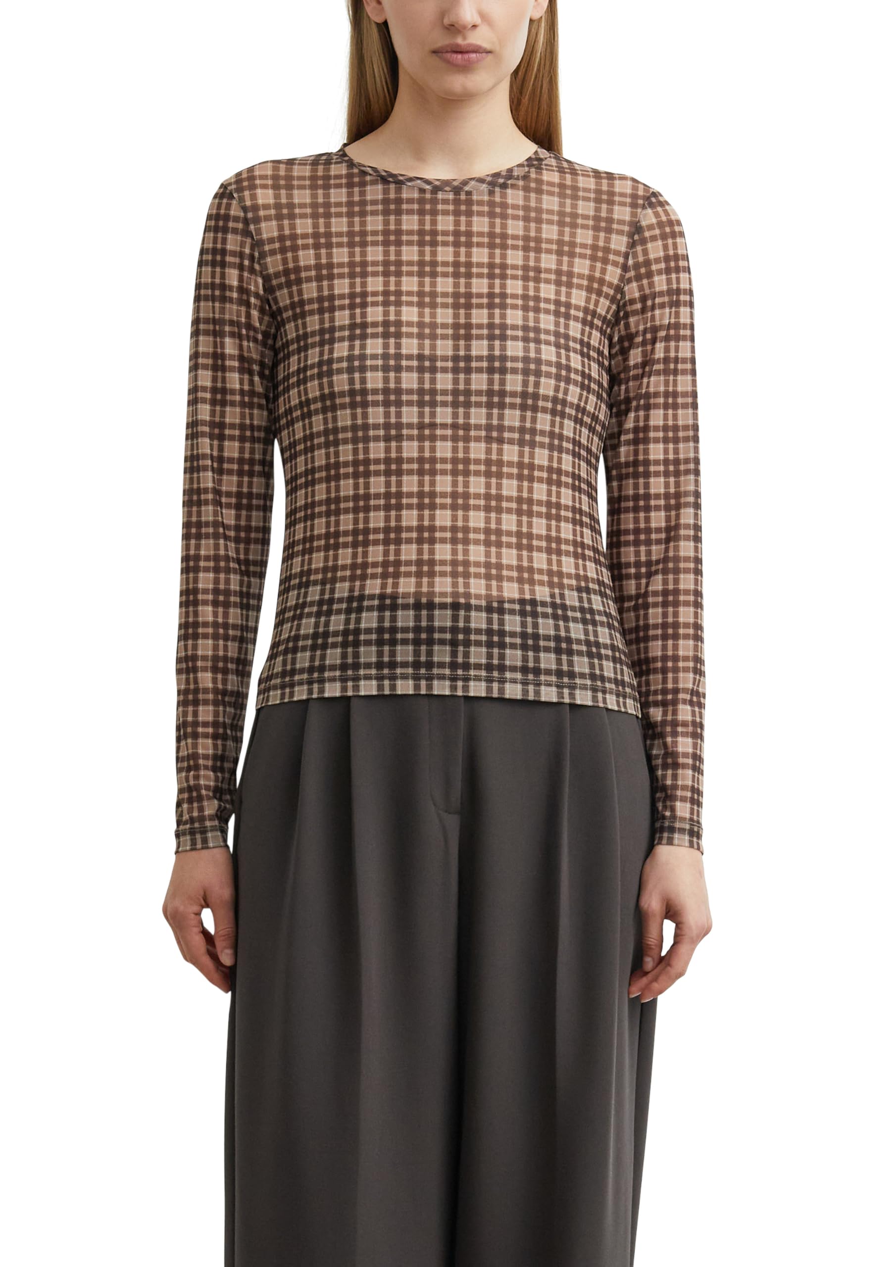 comma-longsleeve-mesh-shirt-gr-32-slim-fit-karo-stehkragen image 1