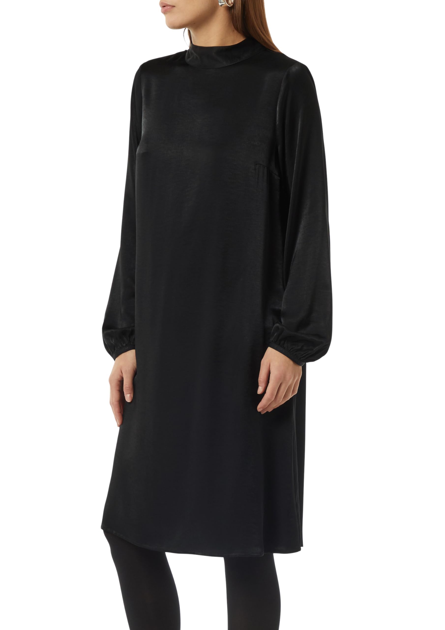 comma-viskosemix-kleid-mit-bindedetail-kleid-schwarz-viskose image 1