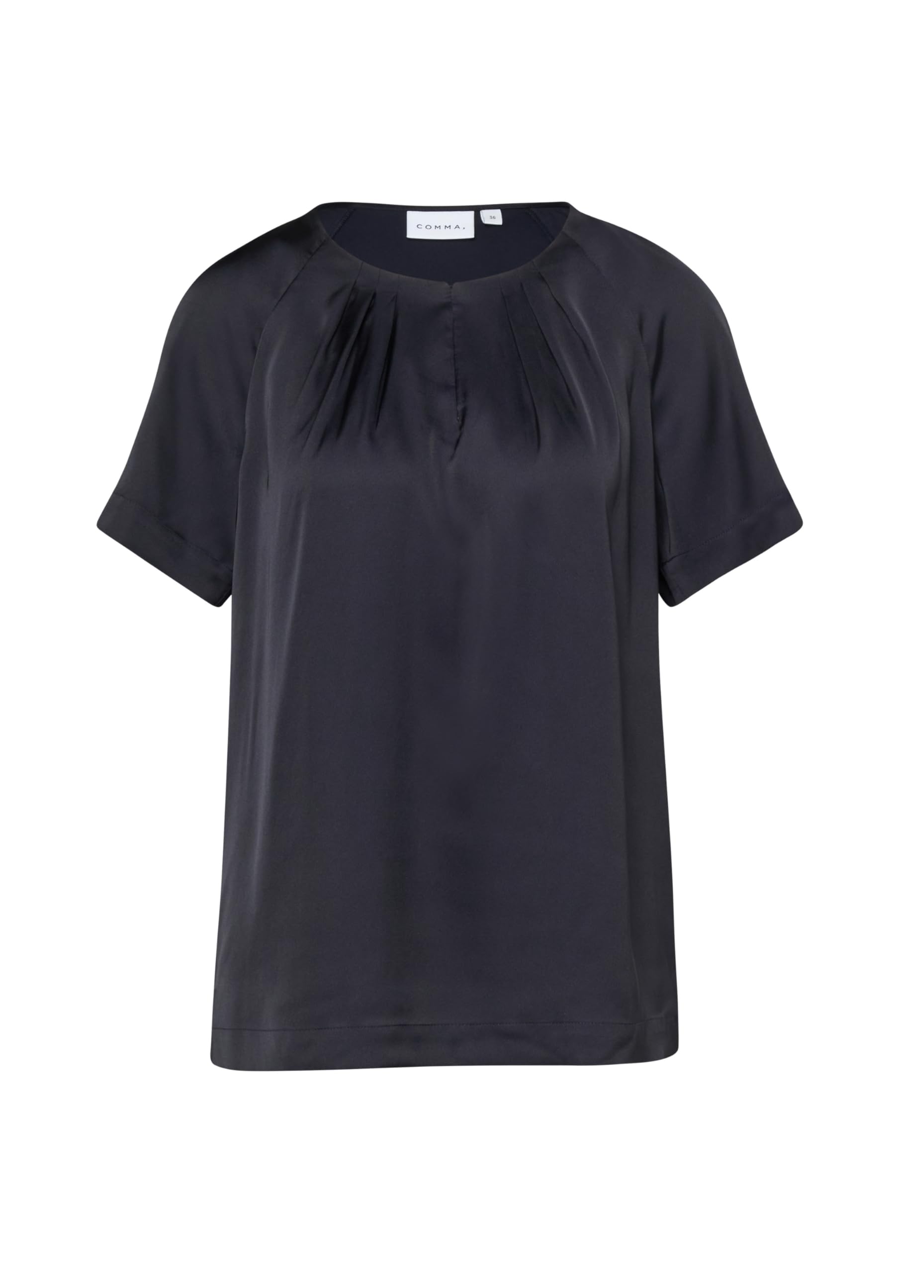 comma-baumwollbluse-kurzarm-faltenfront-schwarz image 4