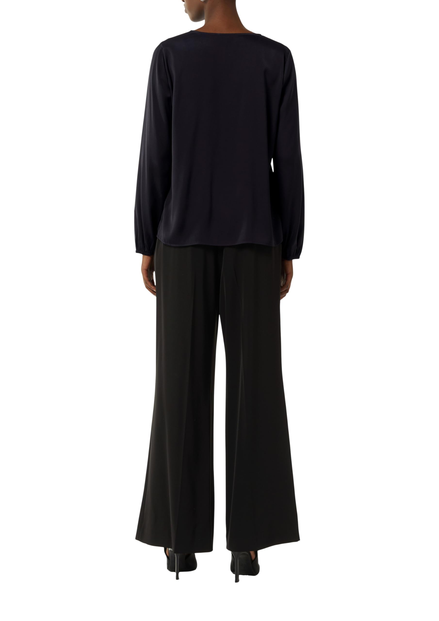 comma-satinbluse-damen-navy-v-ausschnitt-satin image 2