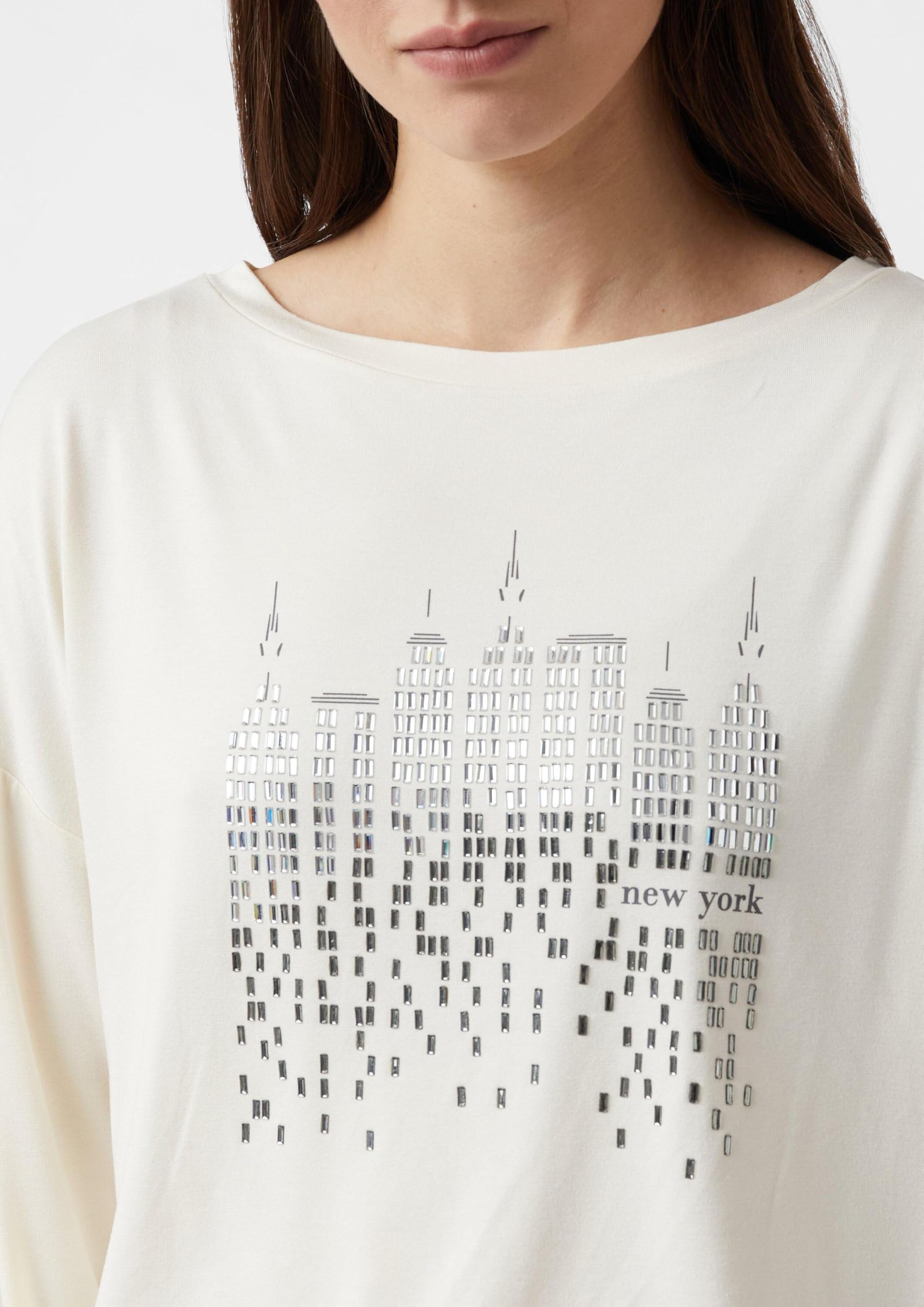 comma-langarmshirt-mit-frontprint-strass-t-shirt-gr-36 image 5