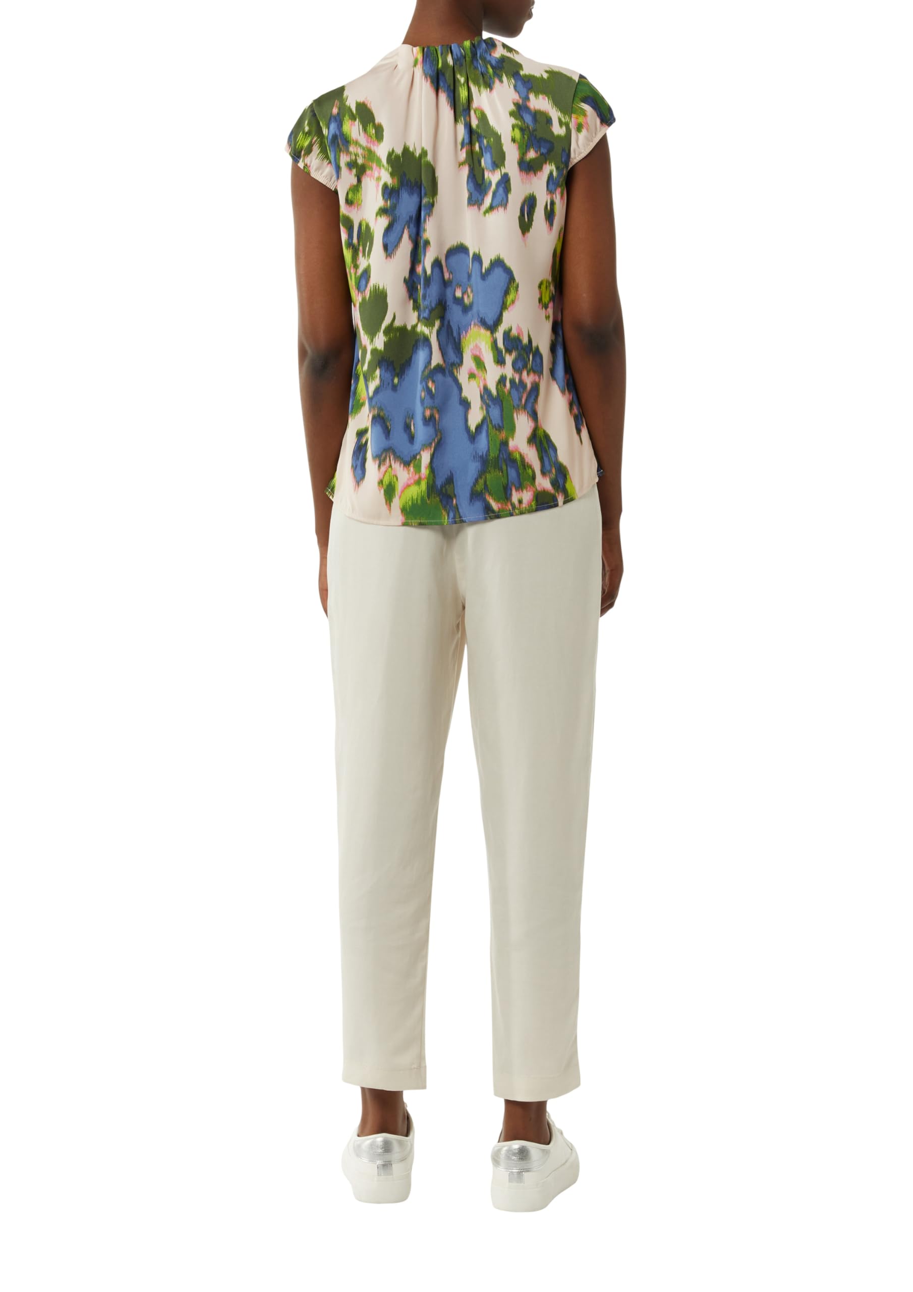 comma-blouses-satinierte-all-over-print-bluse-kurzarm-mit-raffung image 2