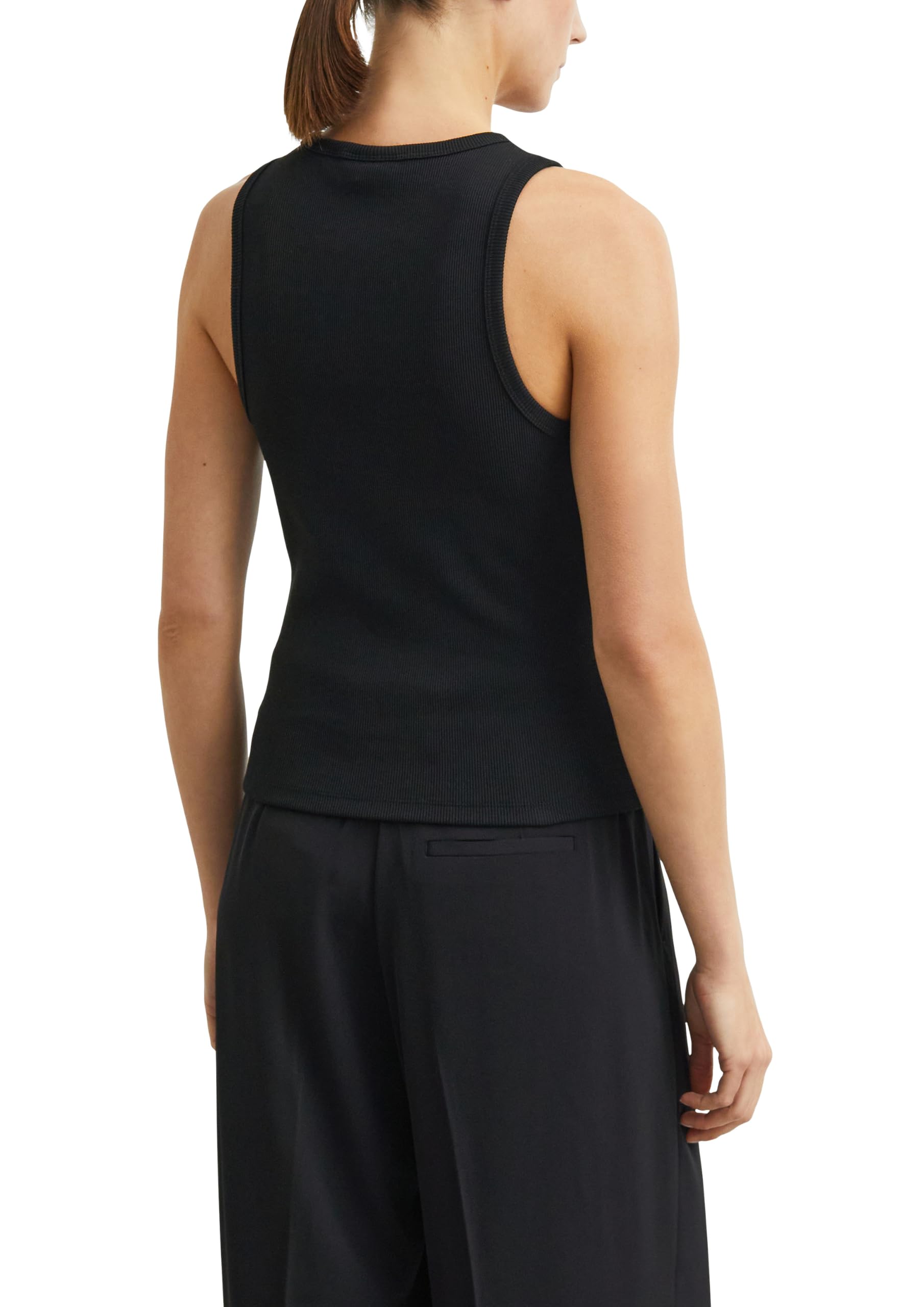 comma-tank-top-baumwollripp-top-schwarz-slim-fit-logo-stickerei image 2