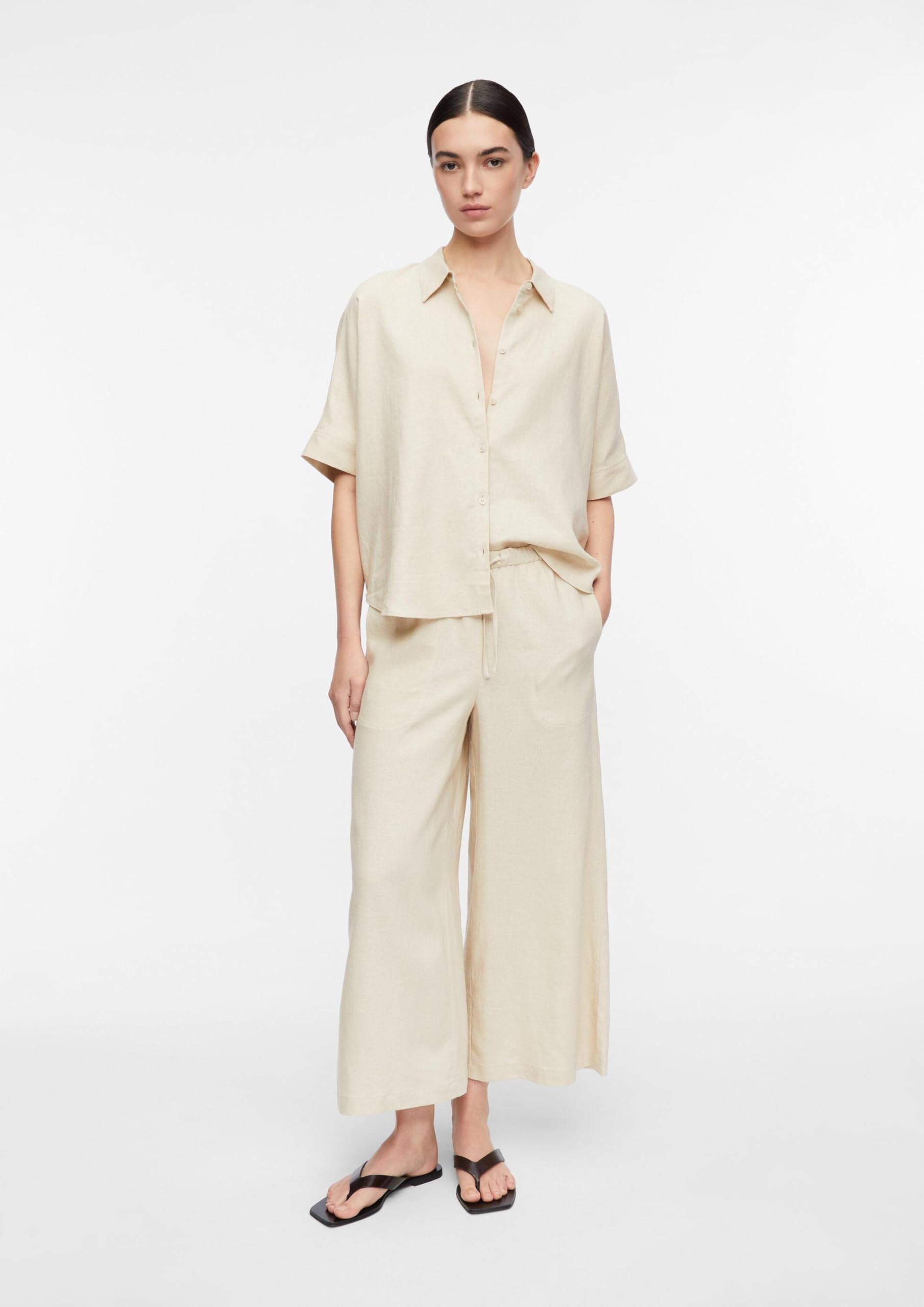 comma-trousers-culotte-gr-beige-viskosemix-streifen image 6
