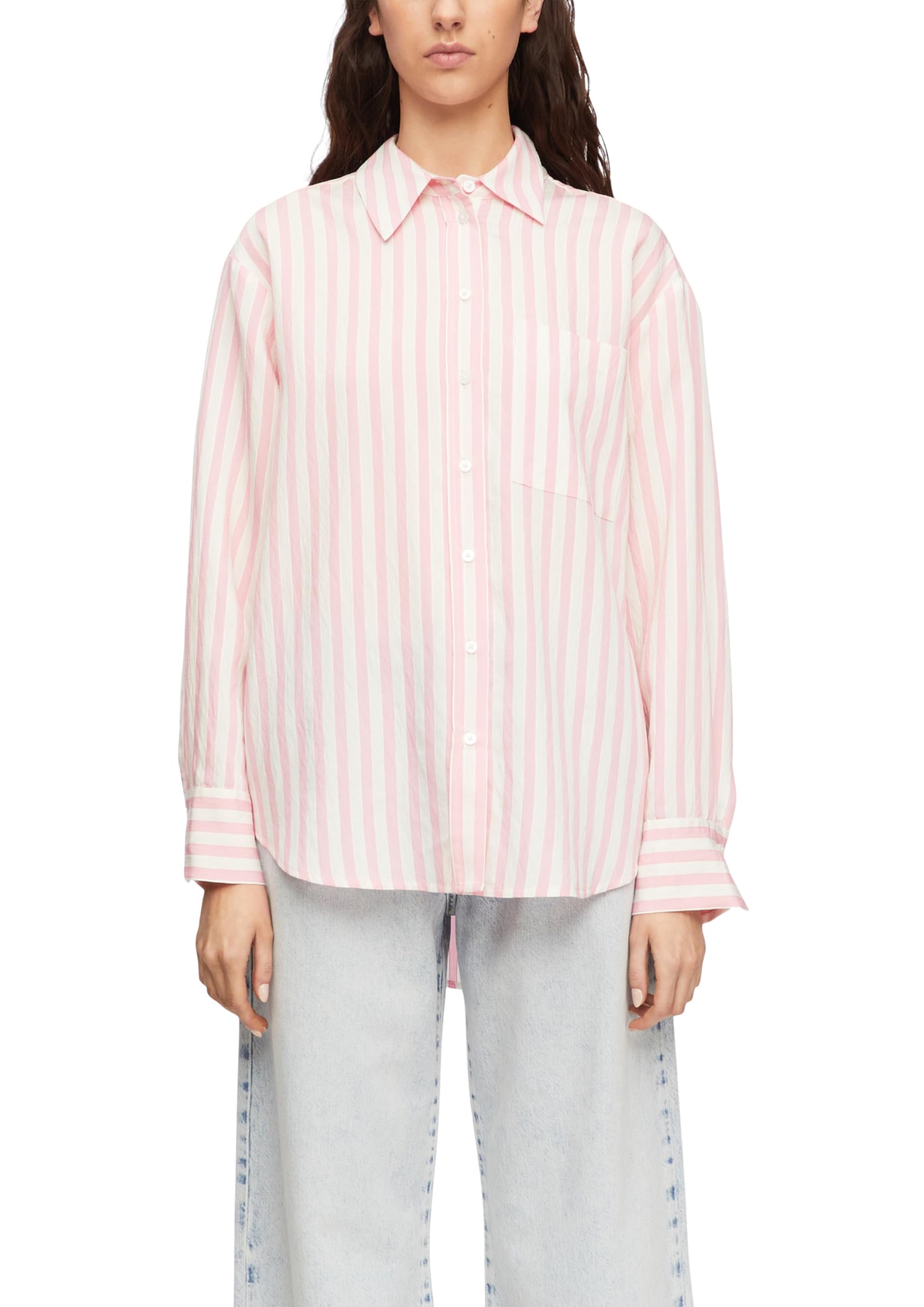 comma-damen-bluse-streifen-hemdkragen-rosa-gr-e-34 image 1