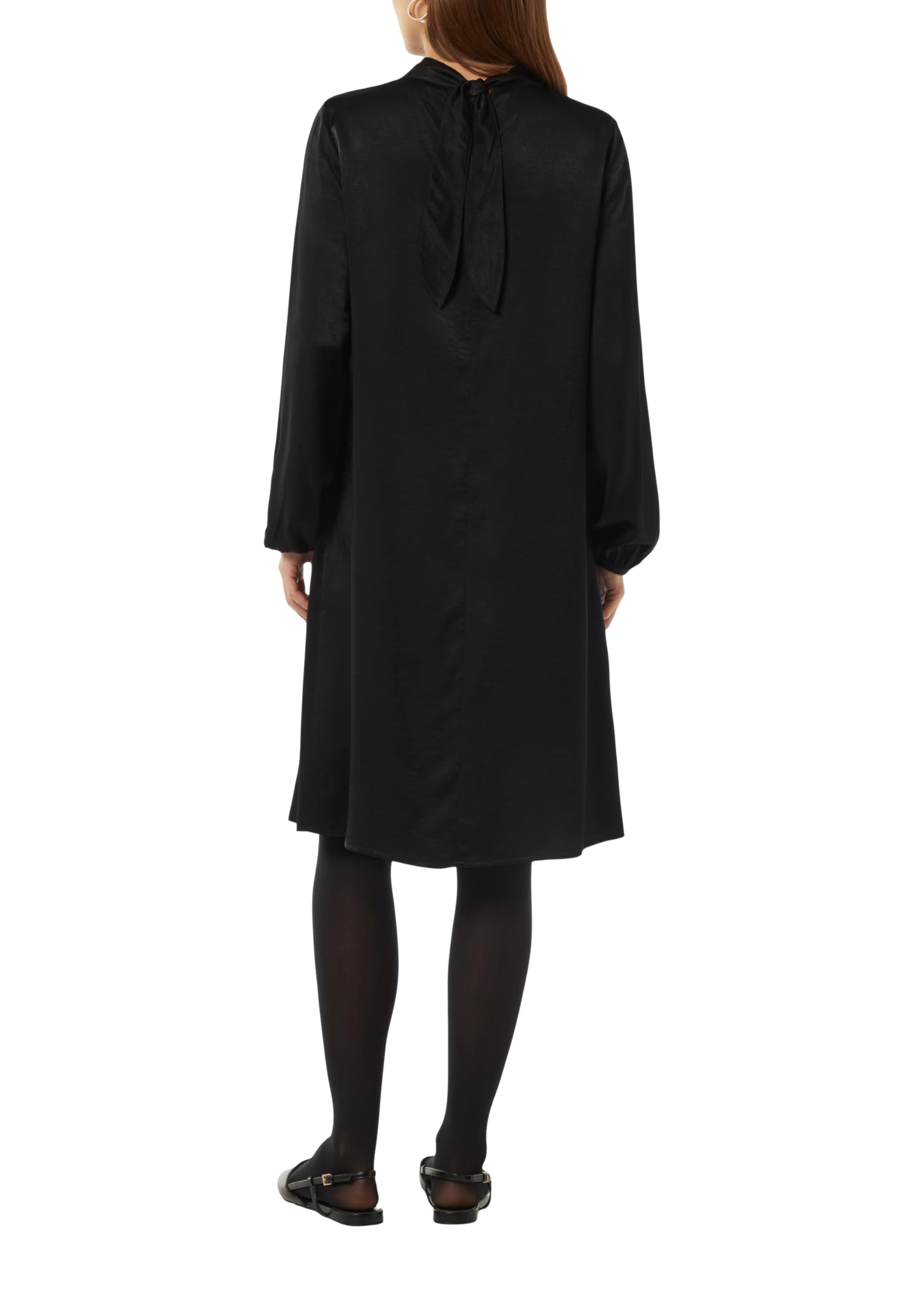 comma-viskosemix-kleid-mit-bindedetail-kleid-schwarz-viskose image 2