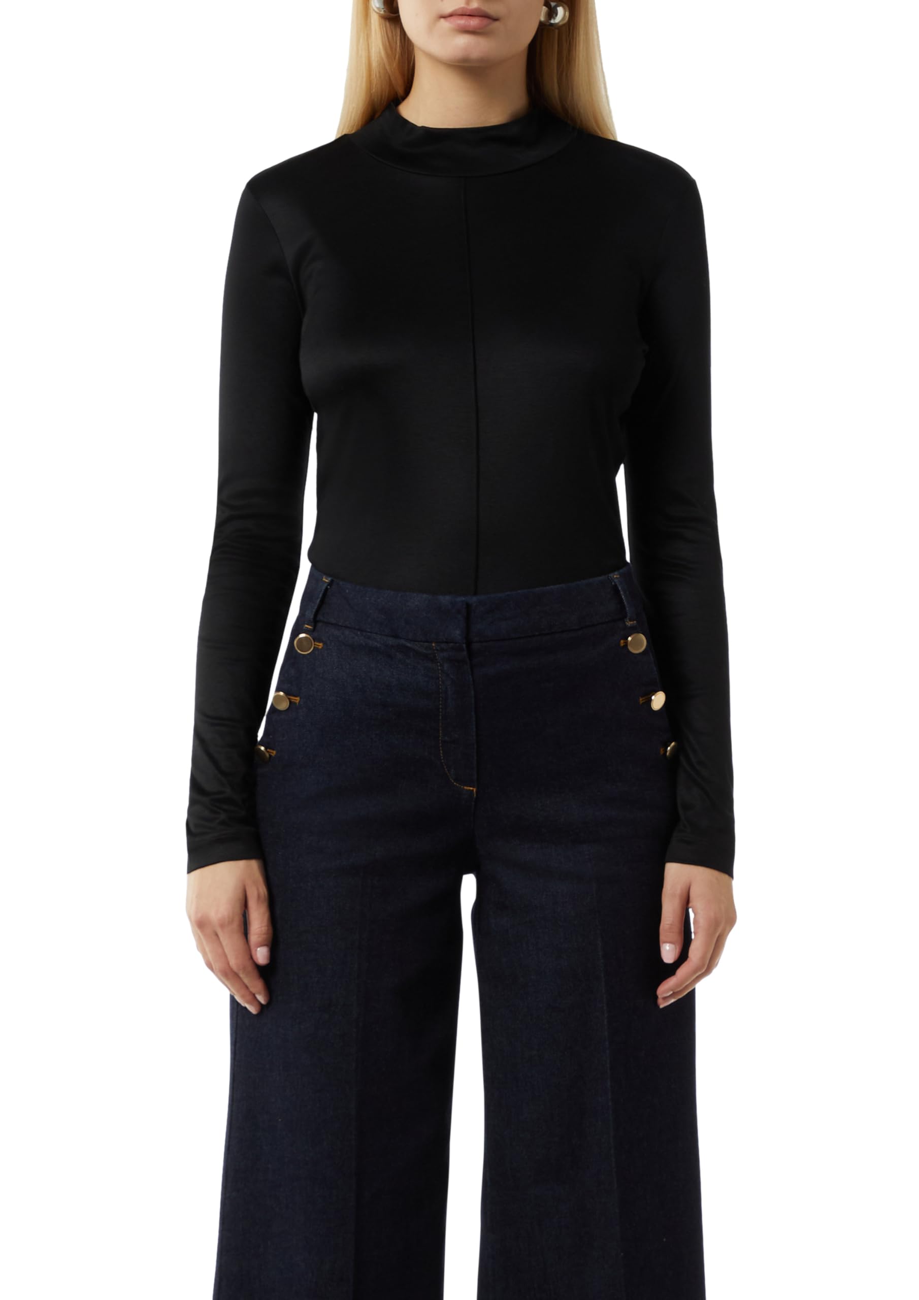 comma-tops-viskoseshirt-longsleeve-9999-schwarz-schimmernd image 1