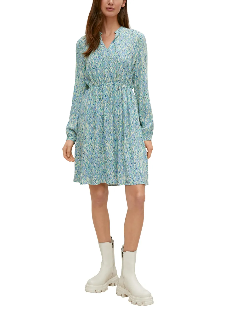comma-cr-pe-kleid-viskose-kleid-blau-50a2 image 1