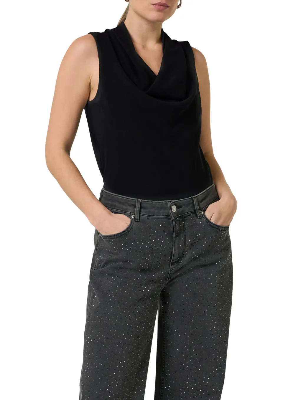 comma-top-mit-wasserfallkragen-shirt-gr-e-42-schwarz image 1
