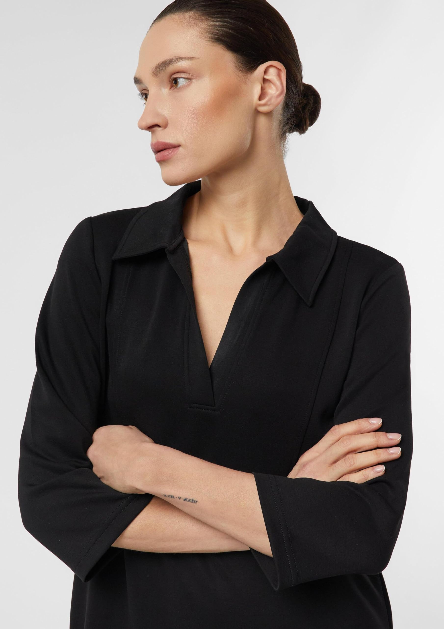 comma-jersey-kleid-polokragen-3-4-arm-grau-gr-44 image 5