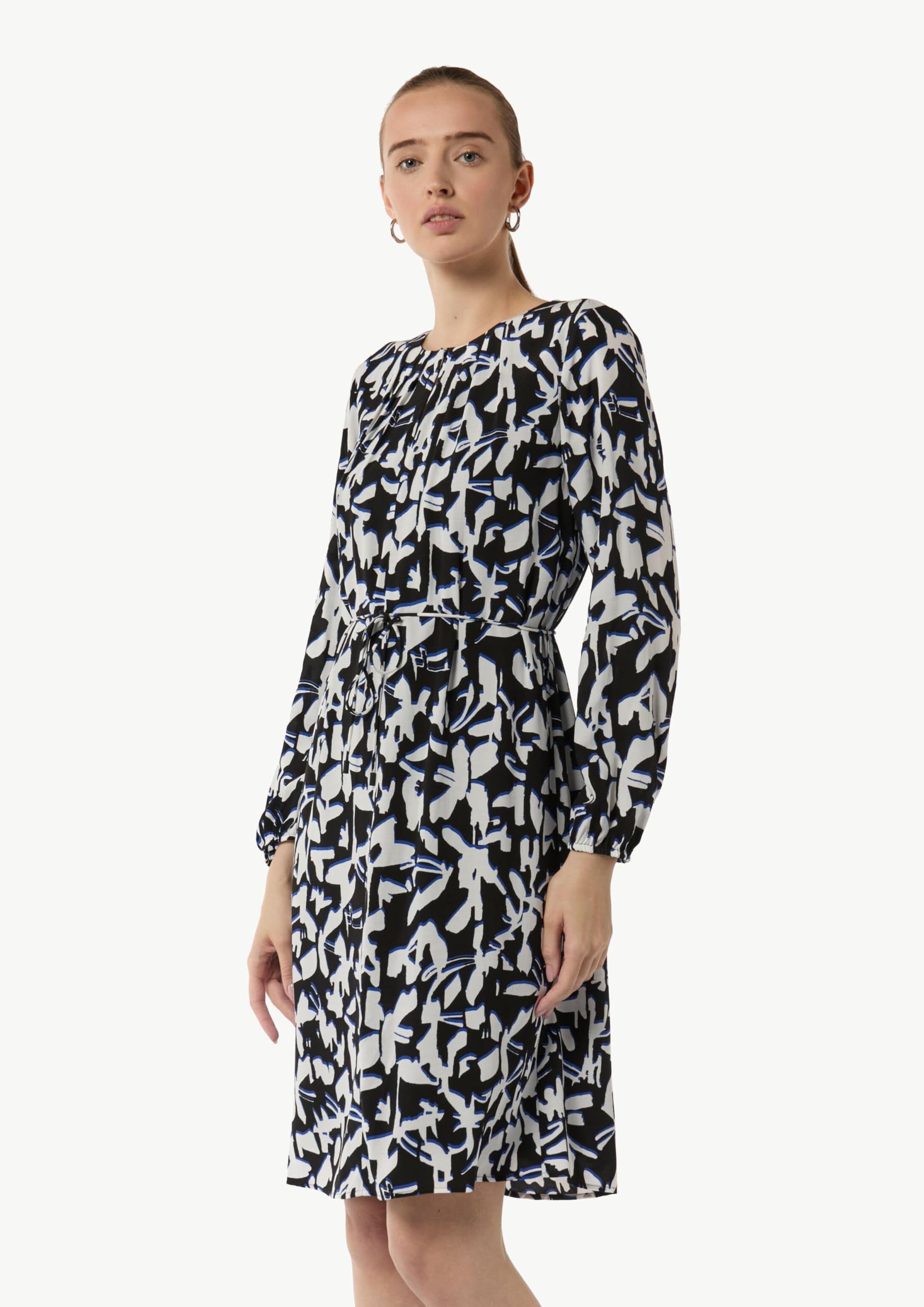comma-midi-kleid-faltenausschnitt-damenkleid-royalblau-viskose image 6