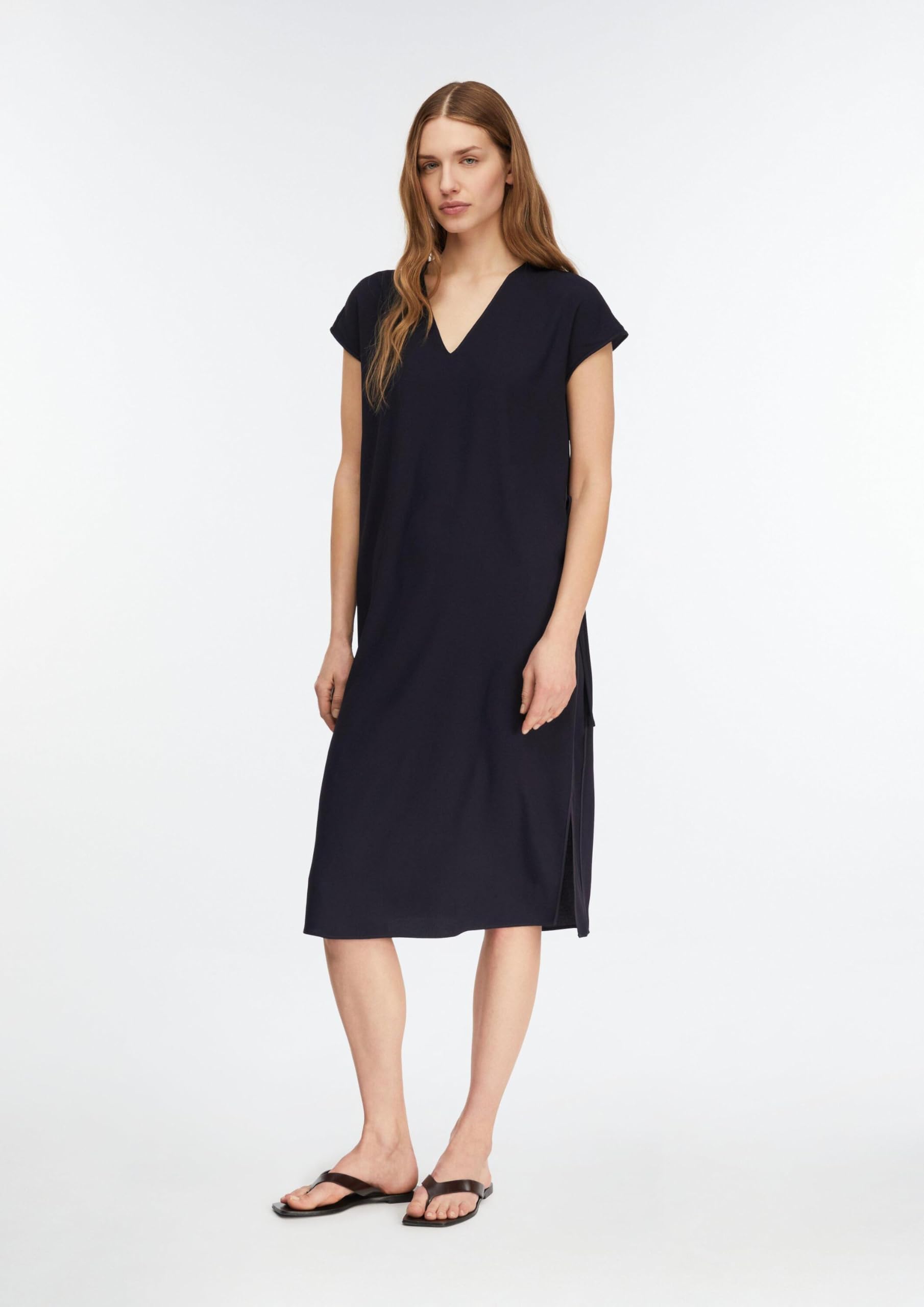 comma-dresses-midikleid-v-ausschnitt-loose-fit-gr-e-40-mit-bindeg-rtel image 6