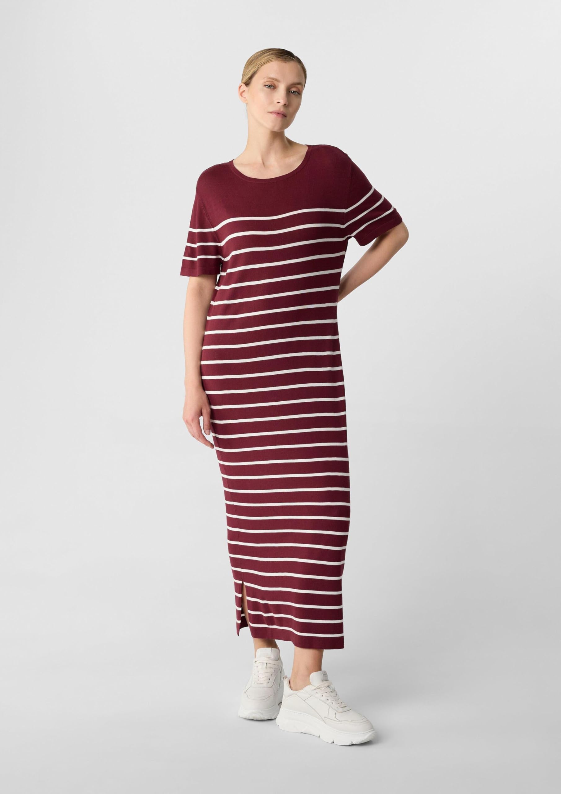 comma-midikleid-feinstrick-gr-34-bordeaux-gestreift image 6