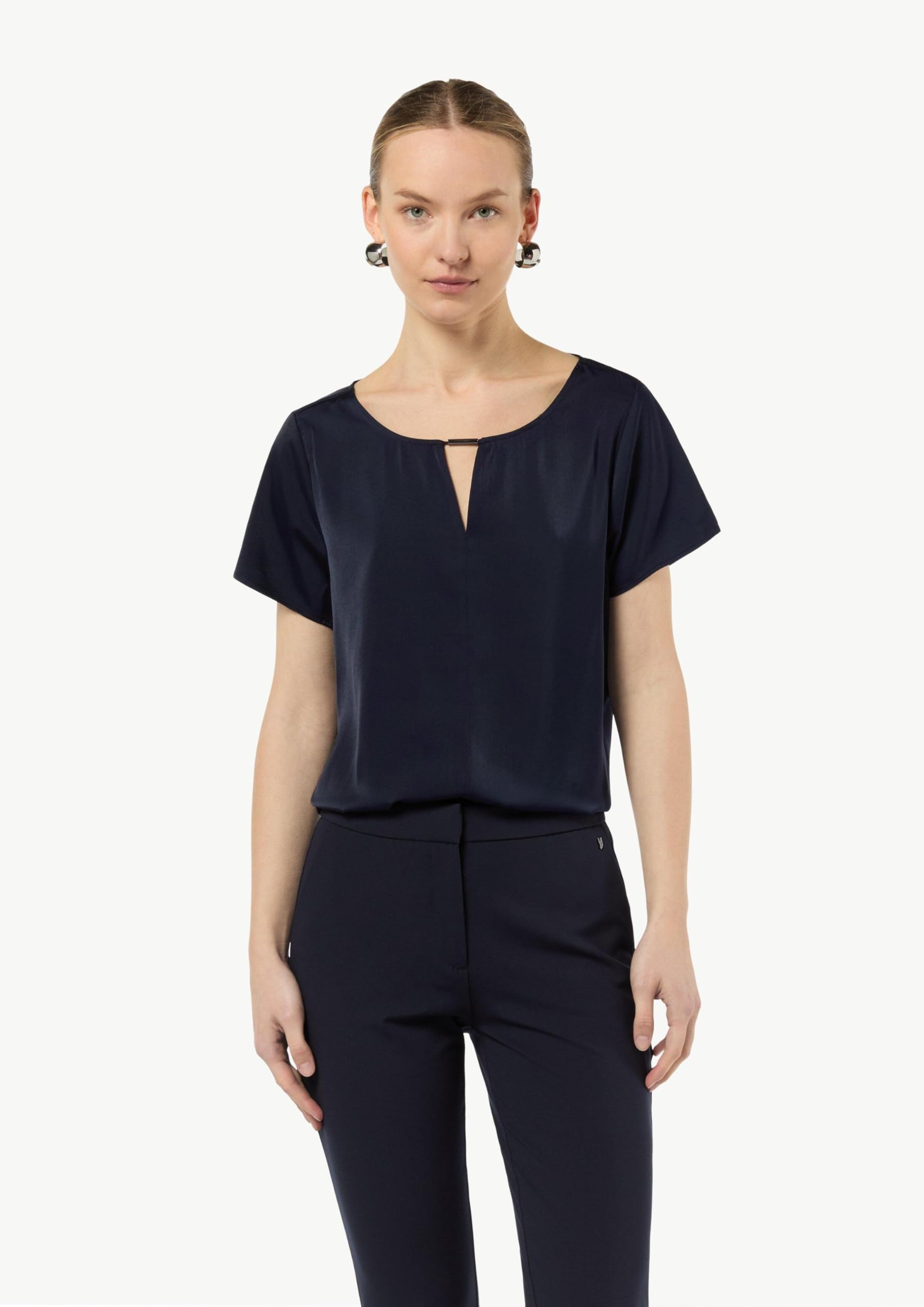 comma-satinbluse-damen-elegant-navy-wei-orange image 6