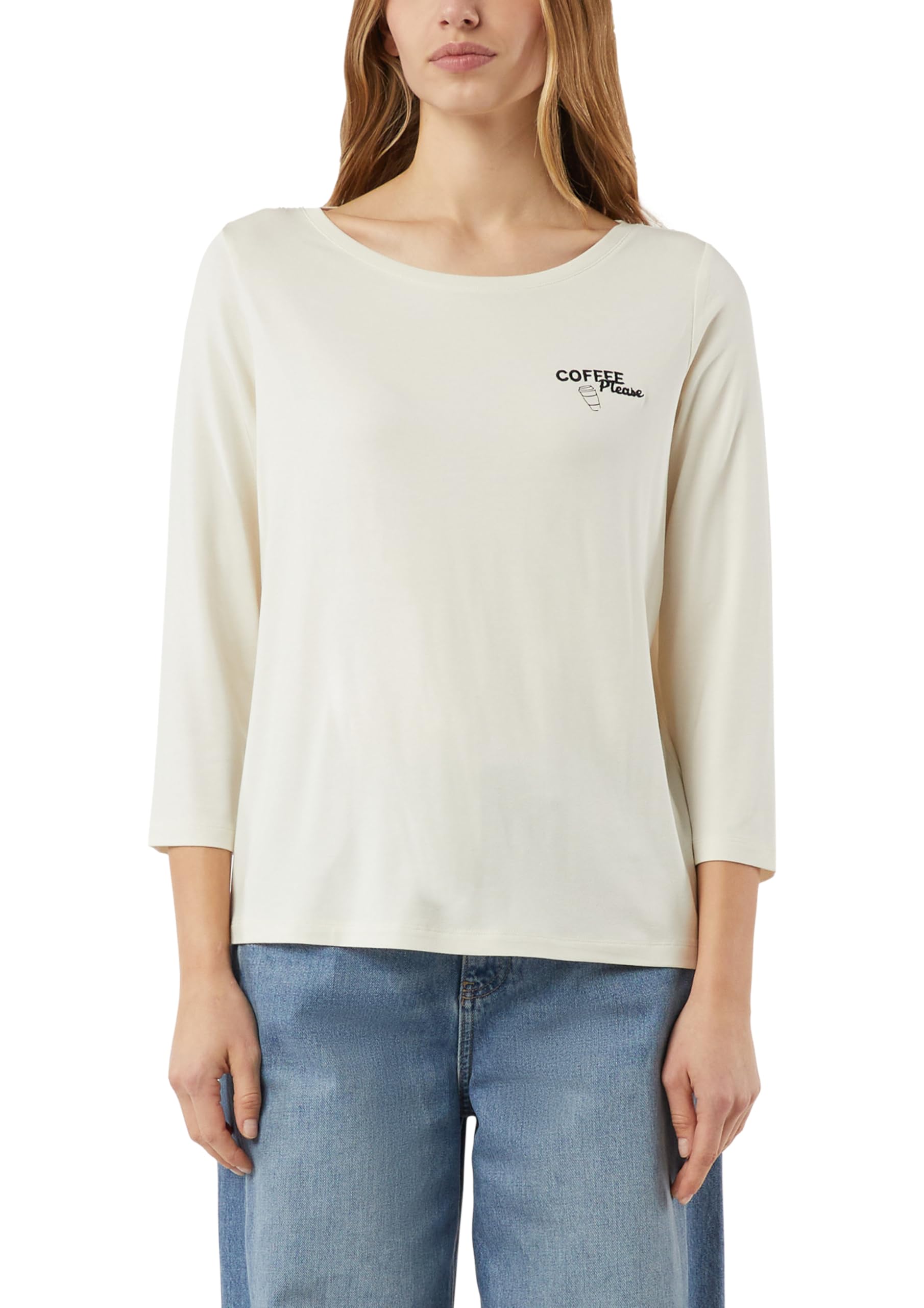 comma-jersey-t-shirt-3-4-arm-frontprint-creme-gr-36 image 1