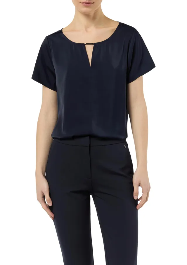 comma-satinbluse-damen-elegant-navy-wei-orange image 1