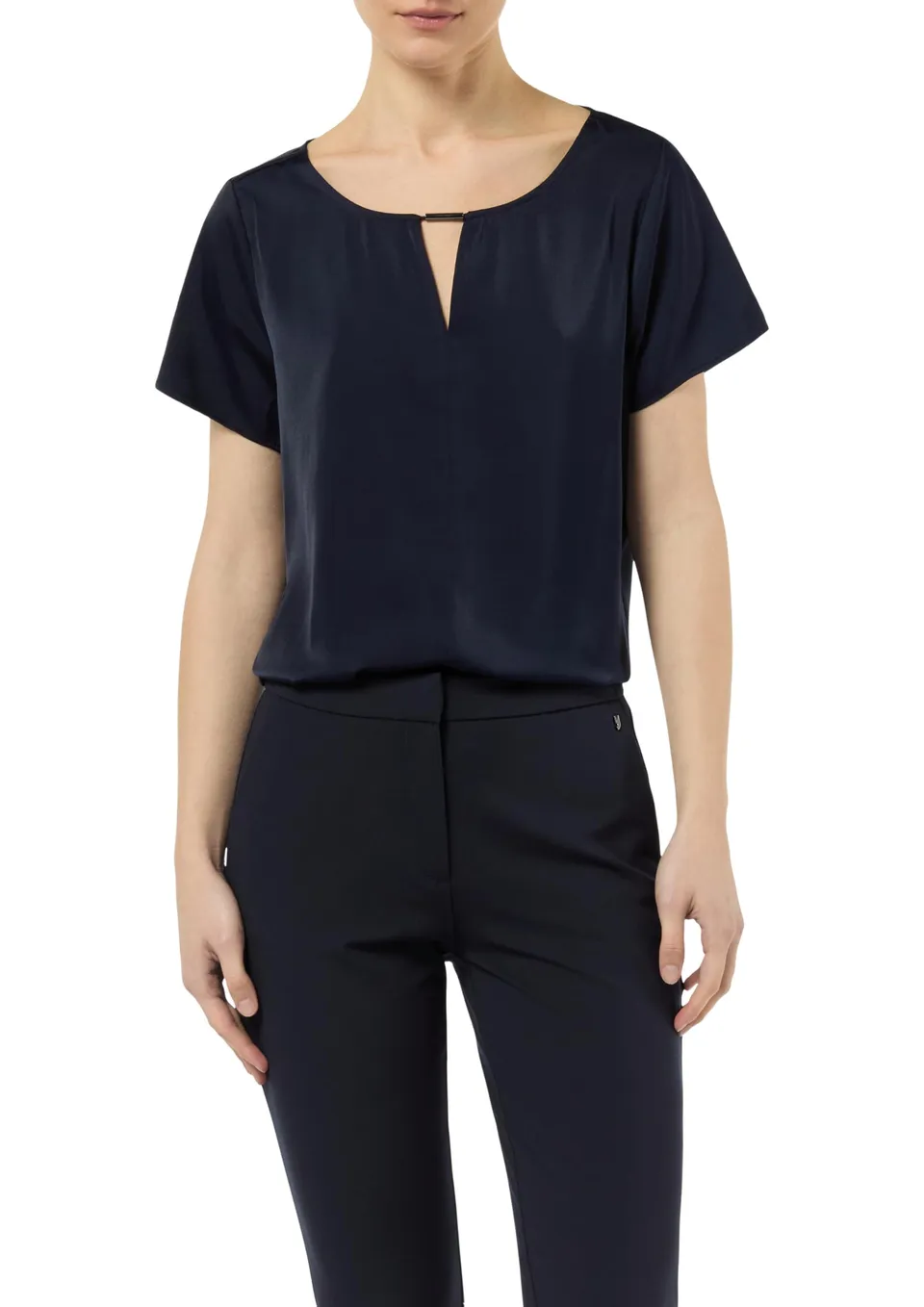 comma-satinbluse-damen-elegant-navy-wei-orange image 1