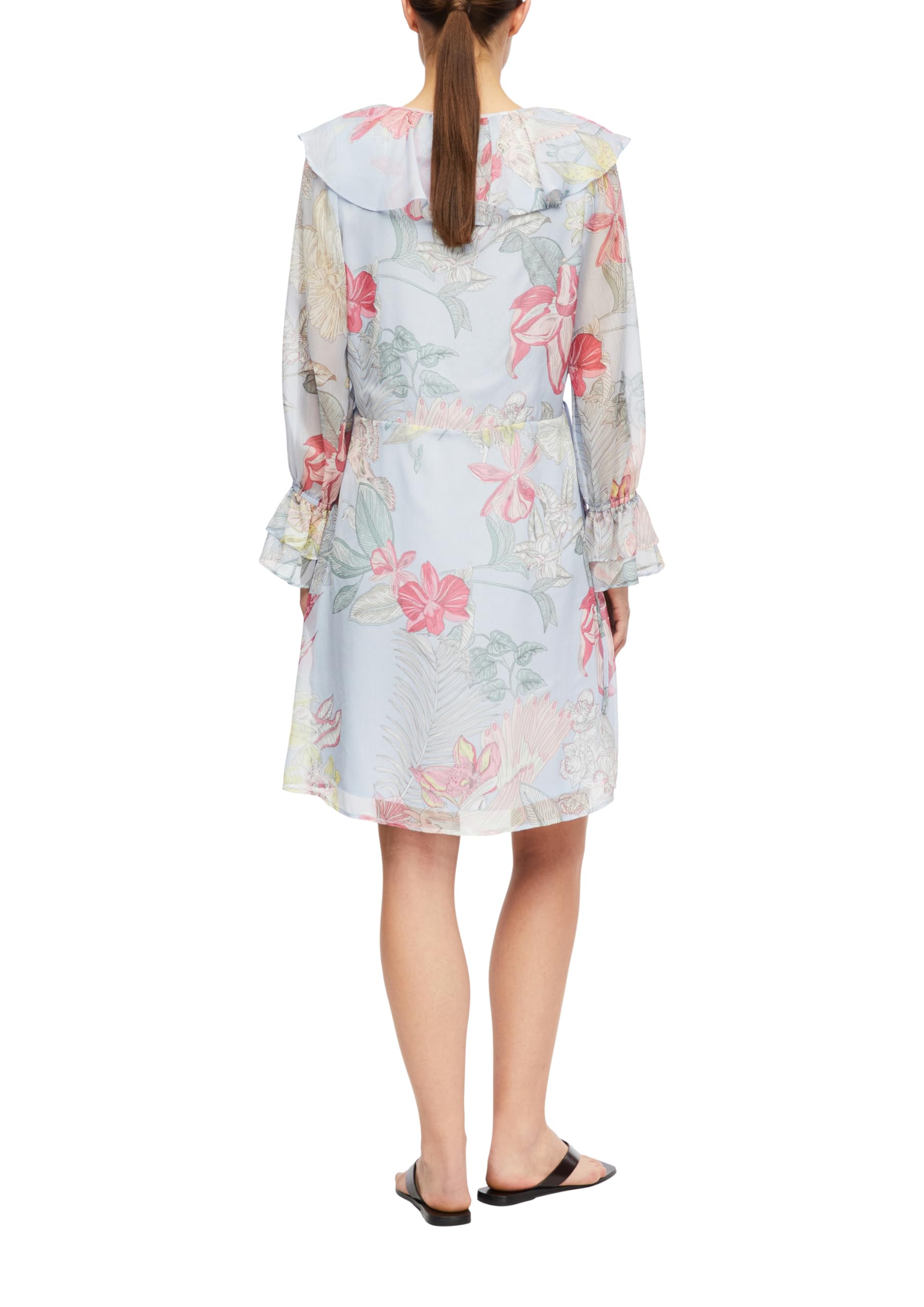 comma-dresses-midikleid-v-ausschnitt-langarm-beige image 2