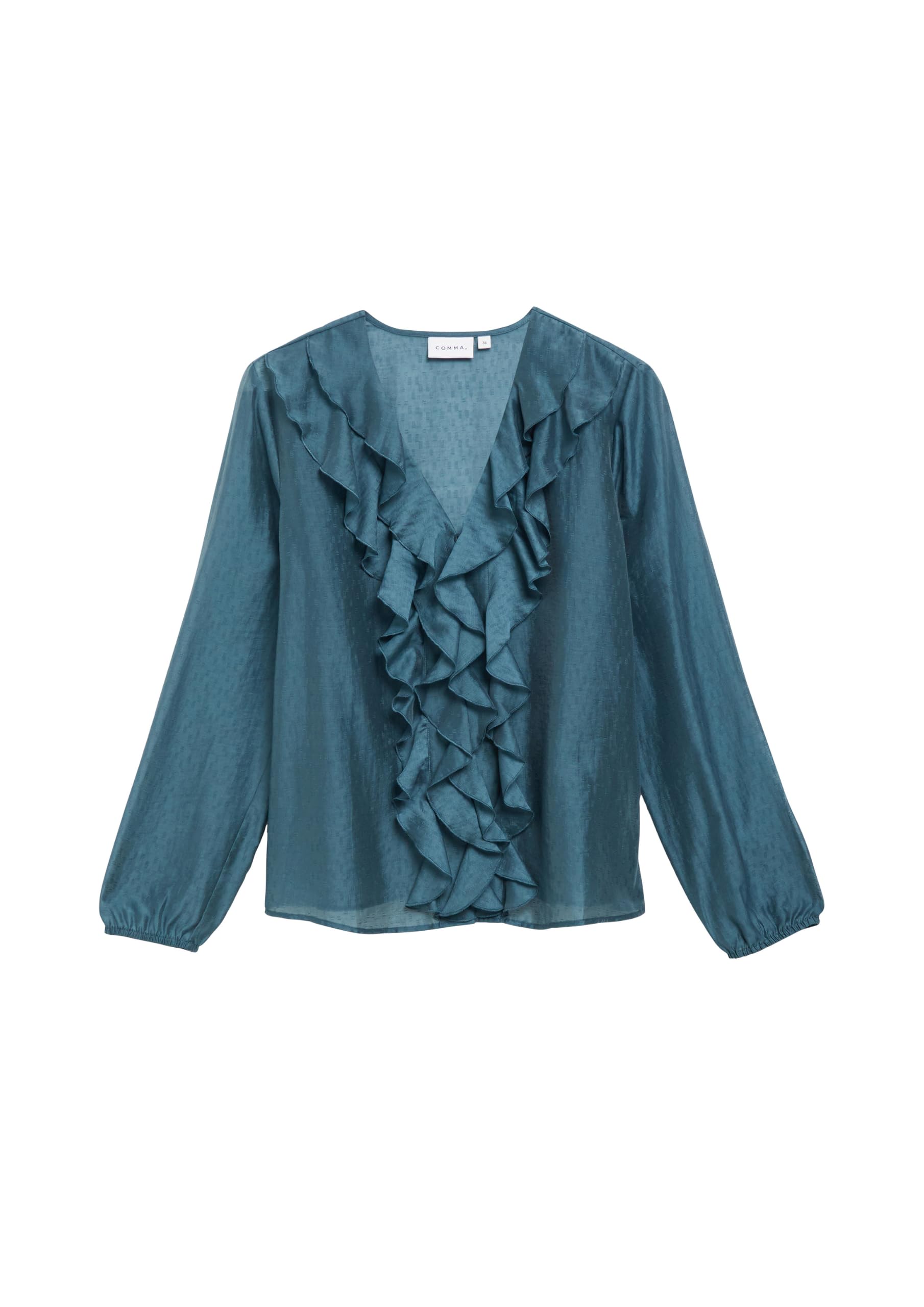 comma-bluse-jacquard-damen-gr-44-v-ausschnitt-langarm-petrol image 4