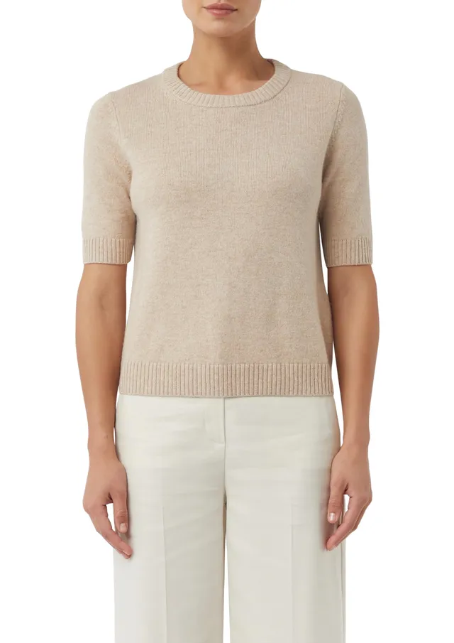 comma-knitwear-strickpullover-kurzarm-gr-44-sandfarben image 1