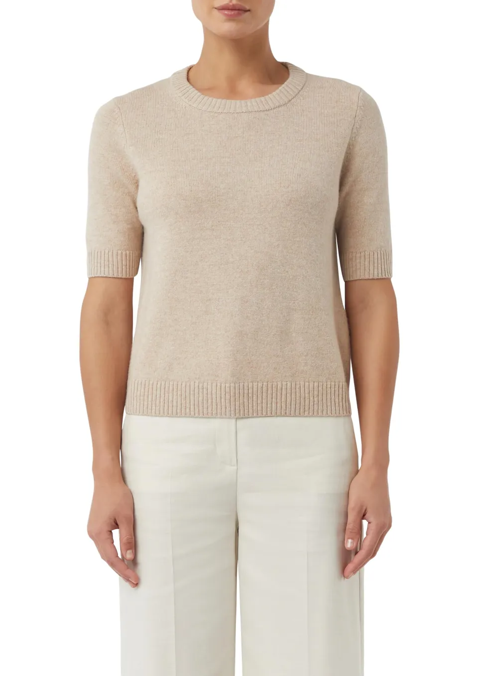 comma-knitwear-strickpullover-kurzarm-gr-44-sandfarben image 1