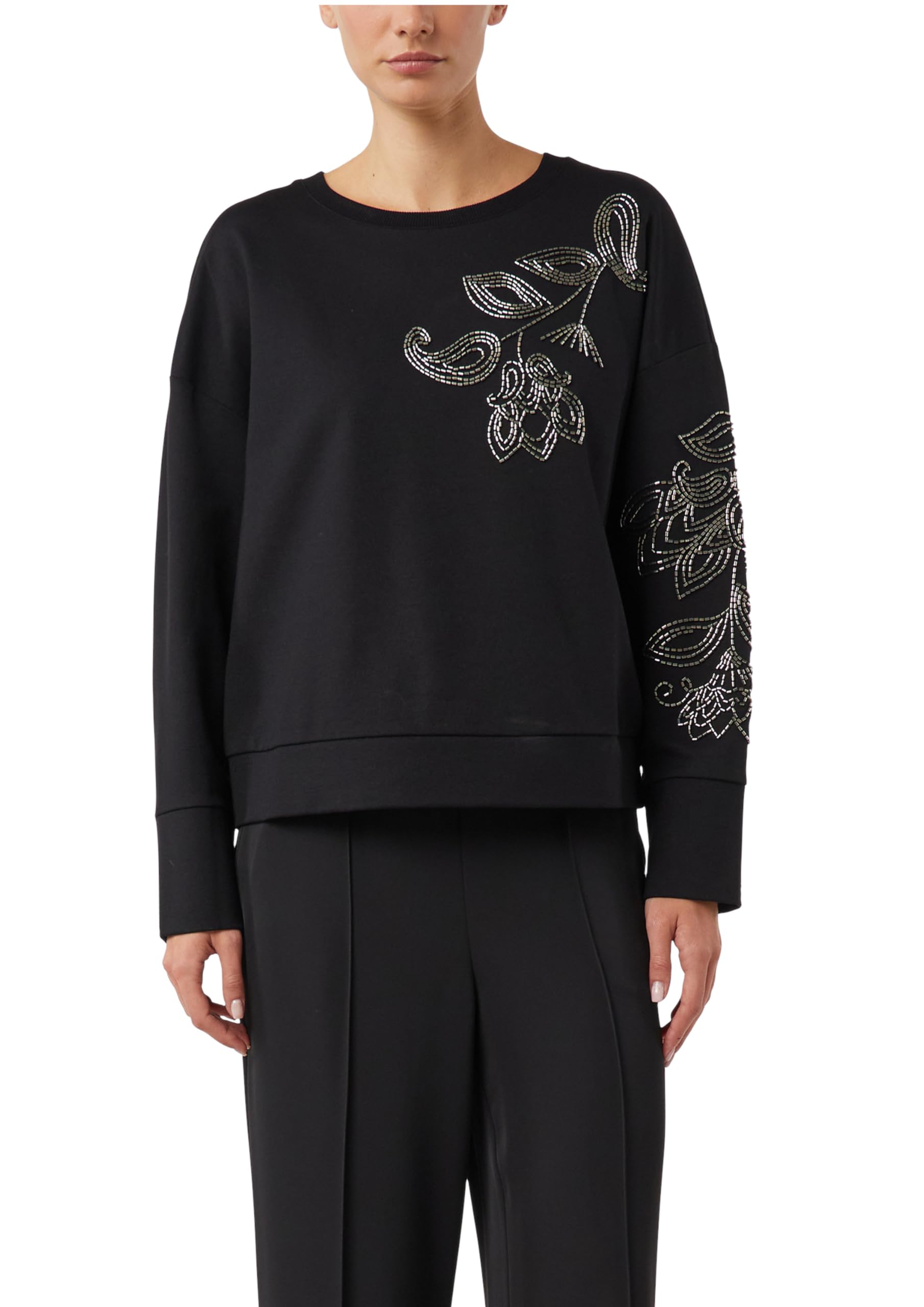 comma-sweatshirt-damen-mit-perlenstickerei-gr-46 image 1