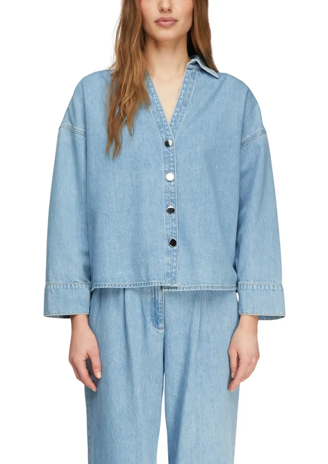 comma-blouses-denim-bluse-gr-38-relaxed-hemdkragen image 1