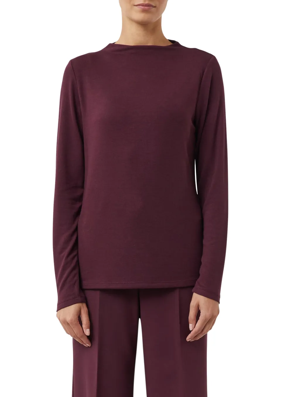 comma-langarmshirt-stehkragen-damen-bordeaux-gr-e-44 image 1