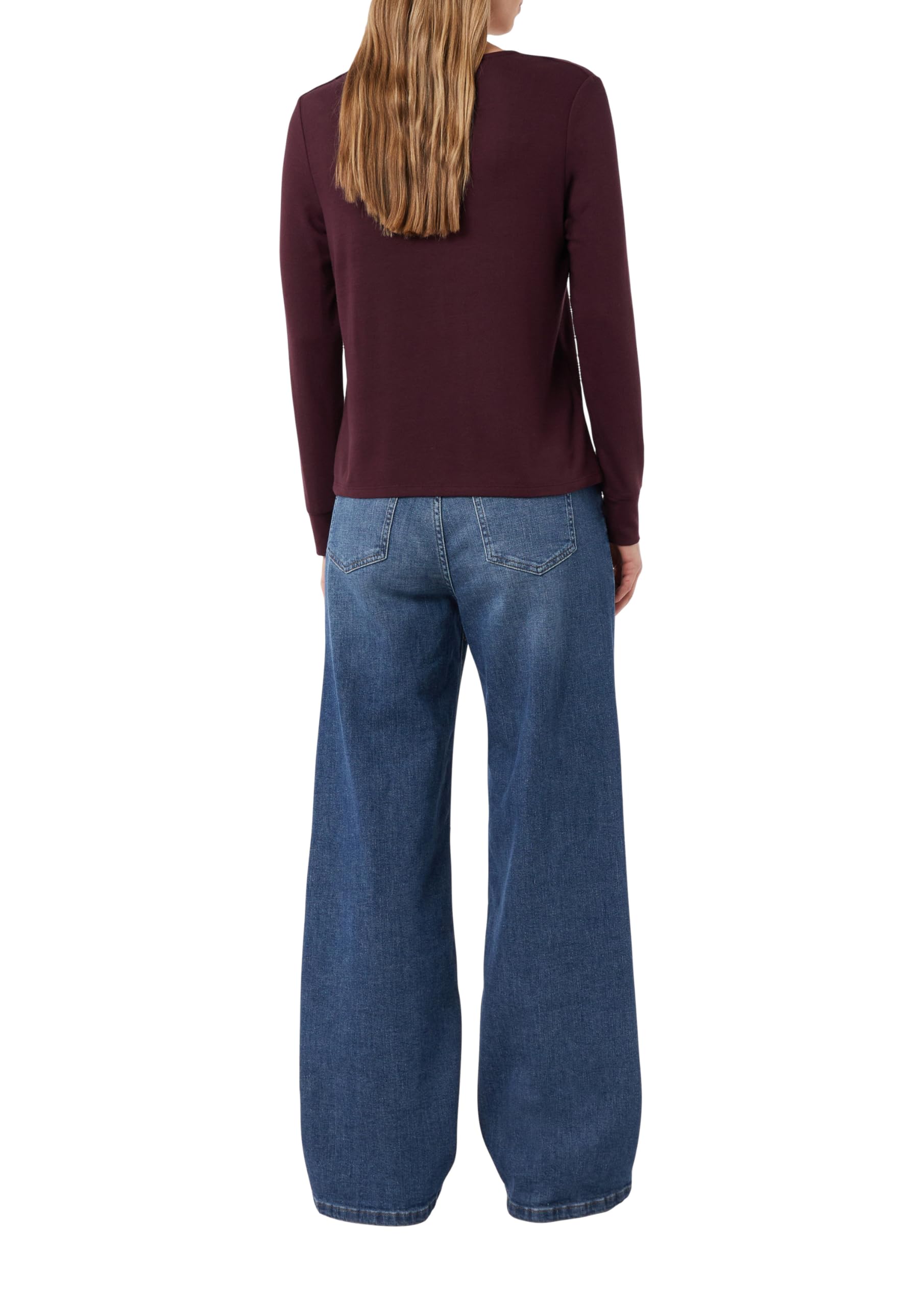 comma-tops-langarmshirt-viskosemix-v-ausschnitt-bordeaux image 2