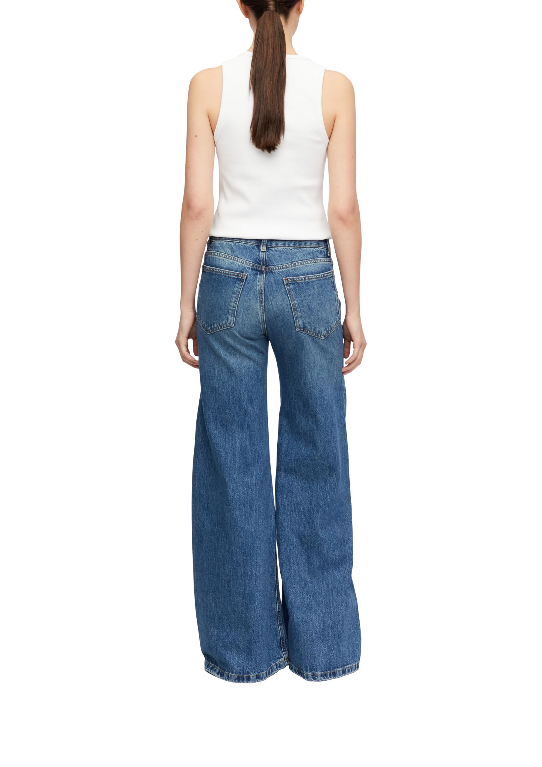 comma-jeans-damen-wide-leg-high-rise-faltendetail-blau image 2