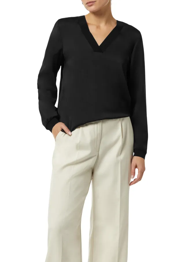 comma-satin-bluse-mit-rippb-ndchen-schwarz image 1