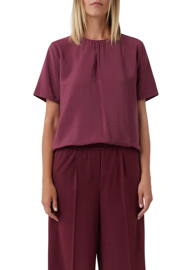 comma-kurz-rmelige-bluse-mit-raffung-regulierbarer-saum image 1