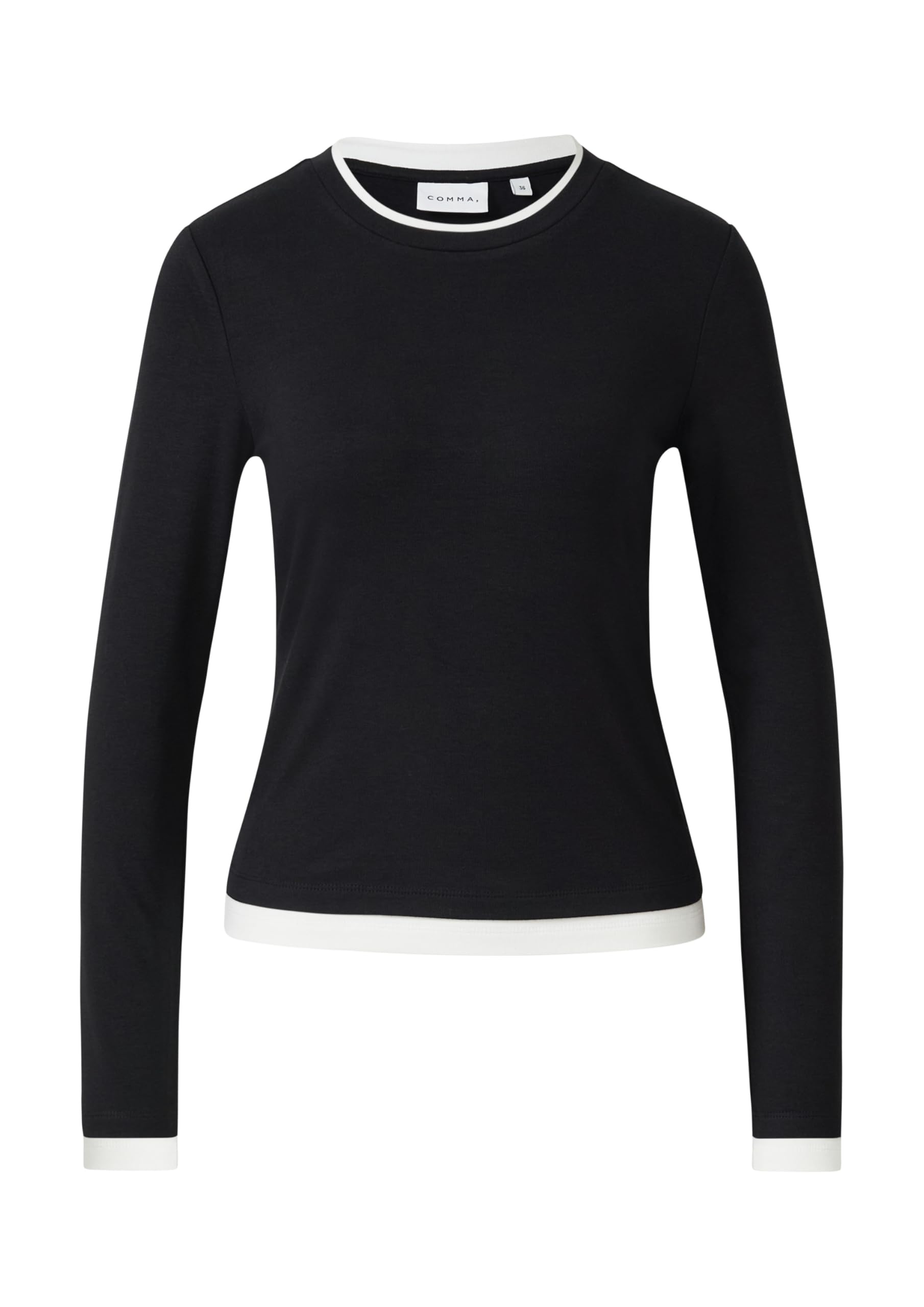 comma-langarm-shirt-viskose-top-wei-38-slim-fit image 3