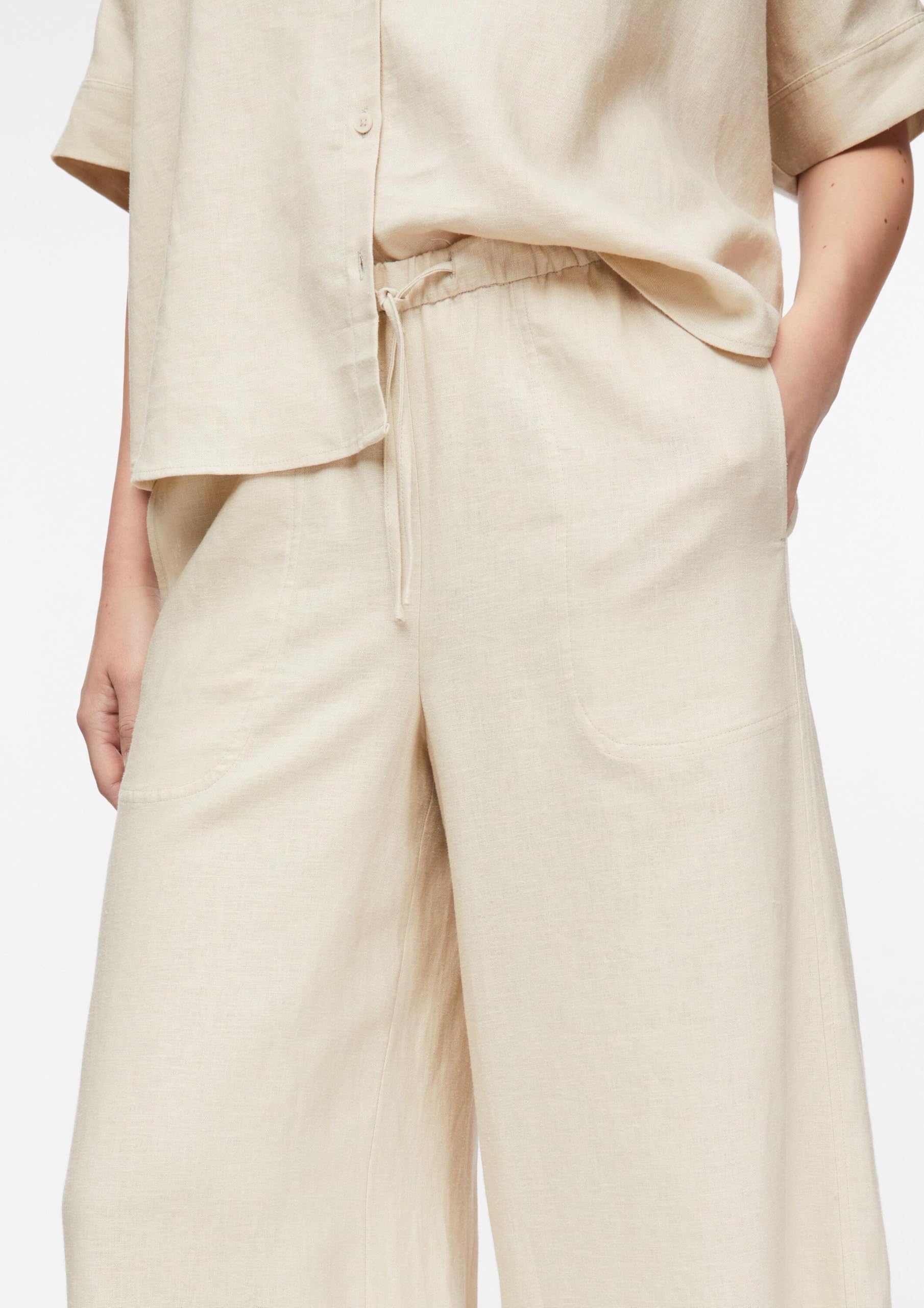 comma-trousers-culotte-gr-beige-viskosemix-streifen image 4