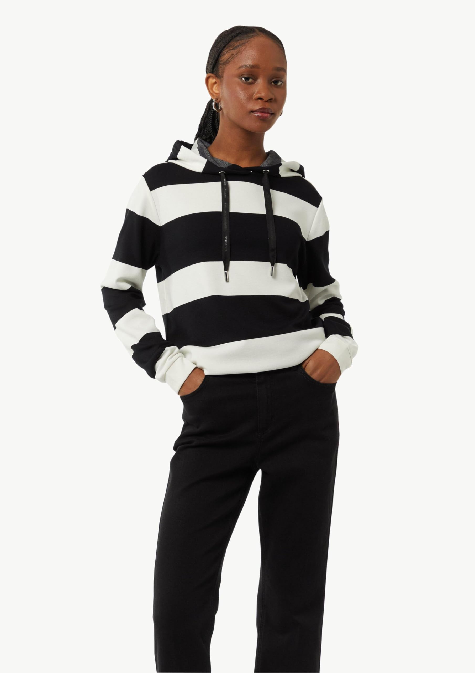 comma-sweatshirt-hoodie-damen-schwarz-blockstreifen-34 image 5