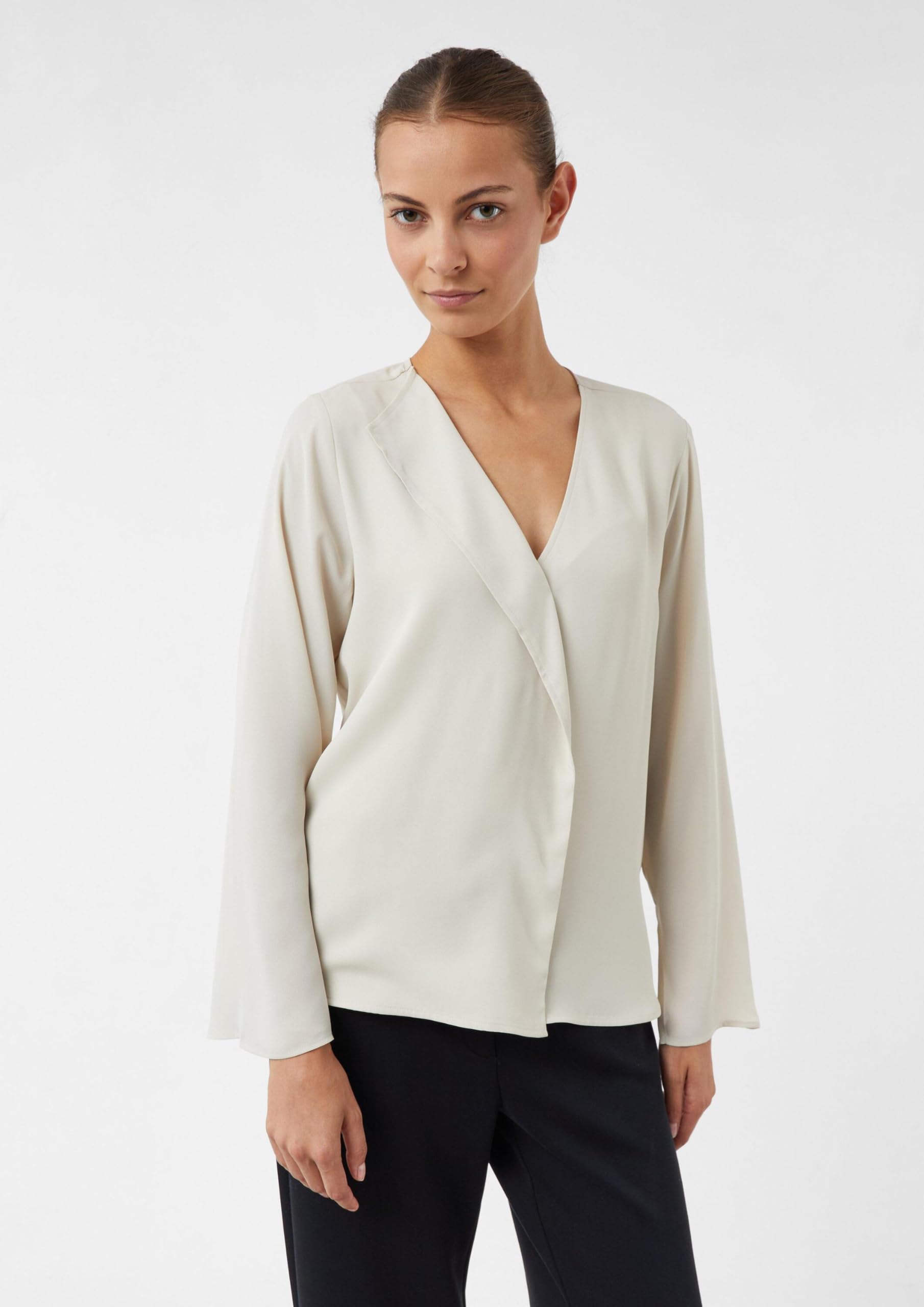 comma-feminine-bluse-mit-details-langarm-bluse-beige image 6