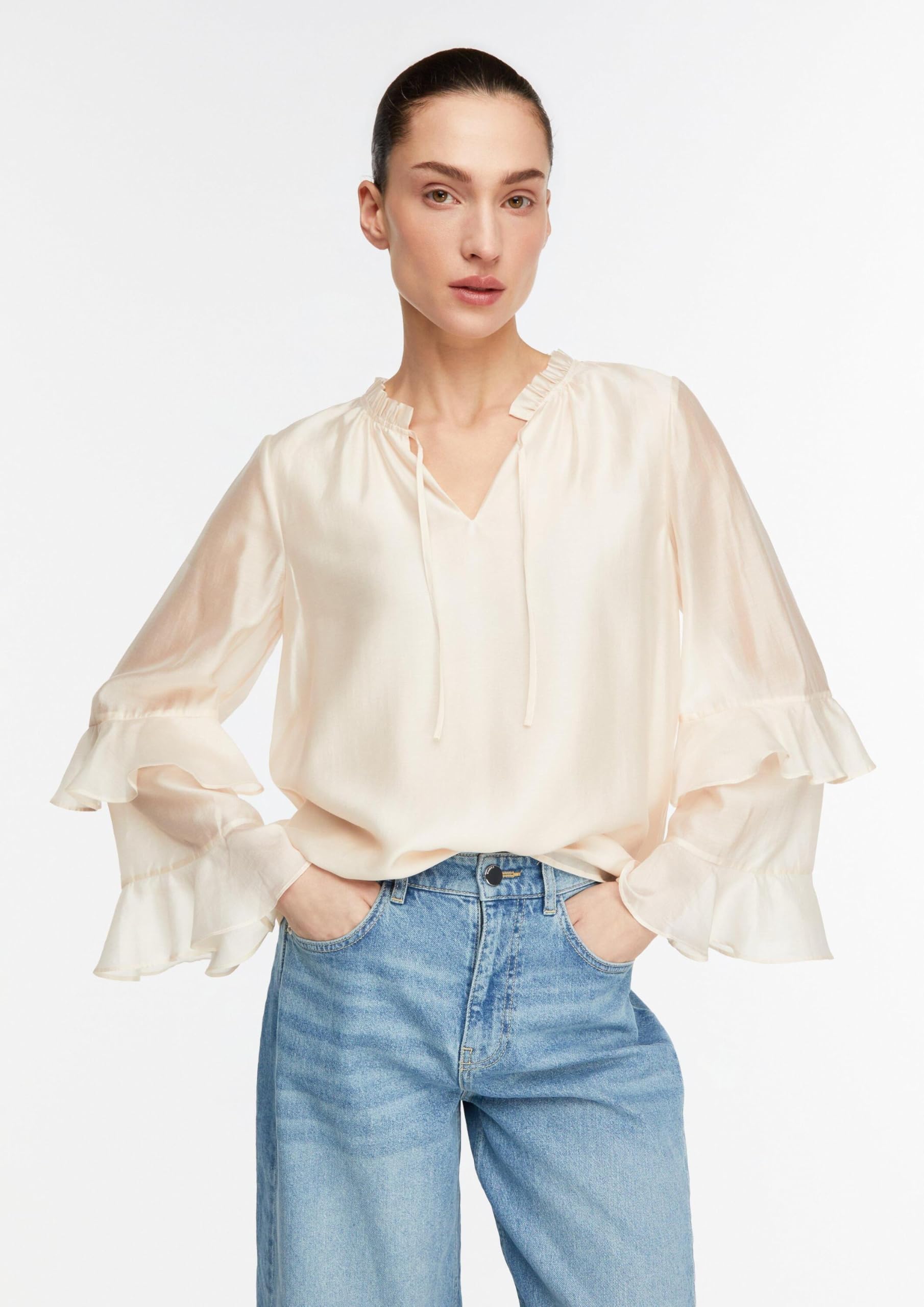 comma-blouses-lyocell-bluse-gr-e-34-navy-volant-rmel image 3