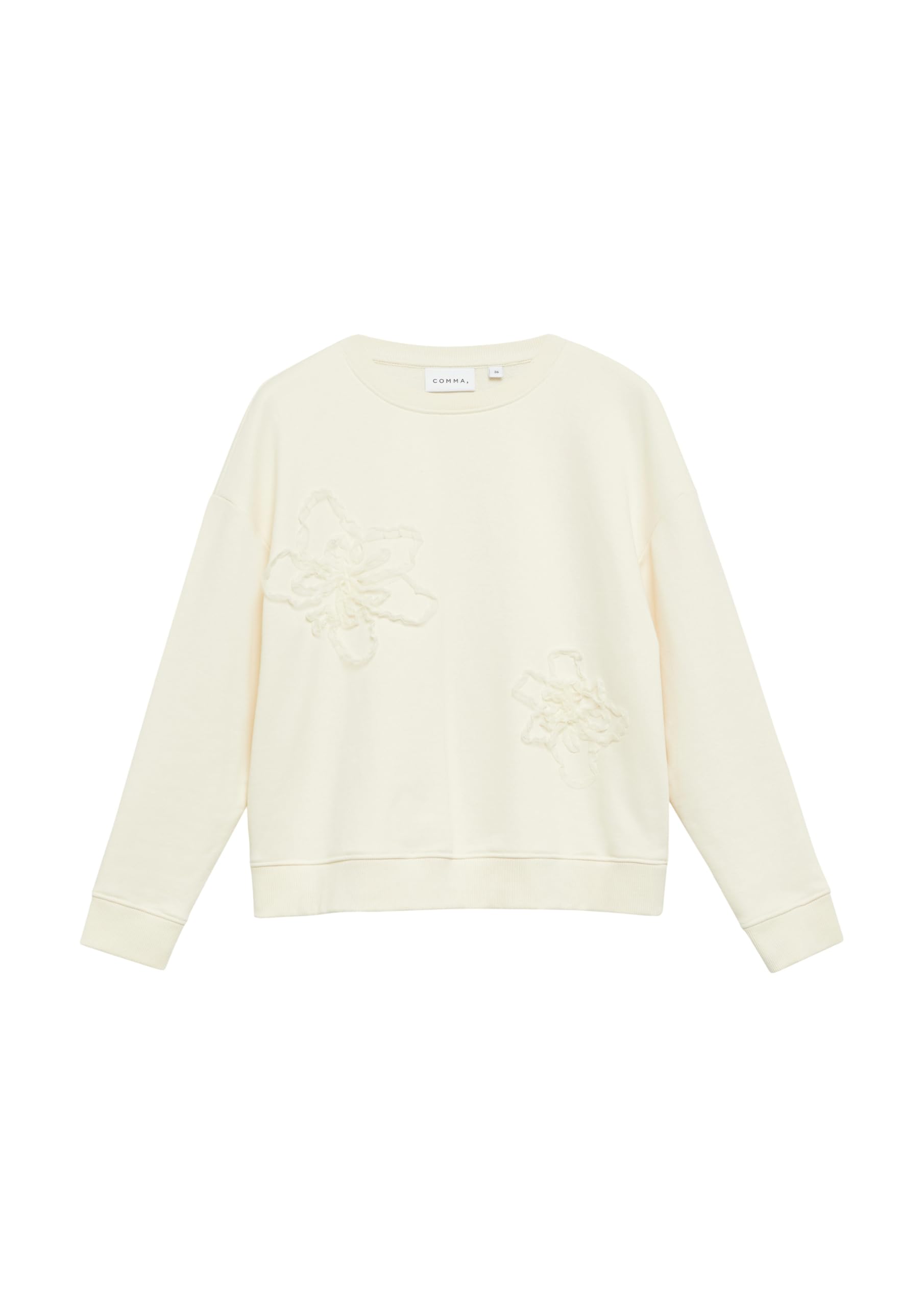 comma-sweatshirt-blumenapplikation-relaxed-fit-baumwolle image 3