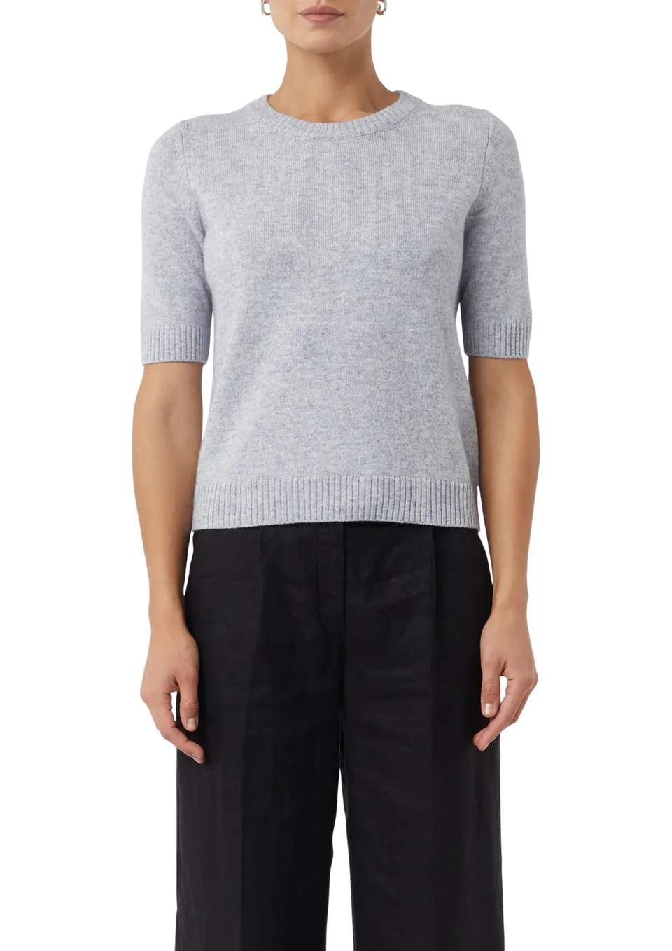 comma-knitwear-strickpullover-2169577-gr-42-hellgrau-kurzarm image 1