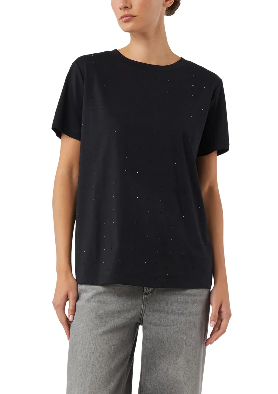 comma-t-shirt-schmucksteine-kurzarm-schwarz-dezent image 1