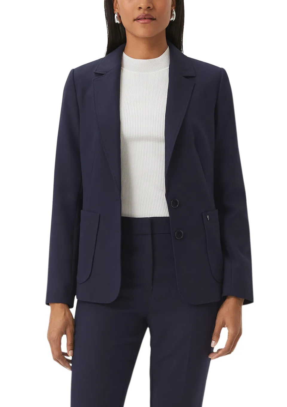 comma-blazers-blazer-leicht-gef-ttert-navy-beige image 1
