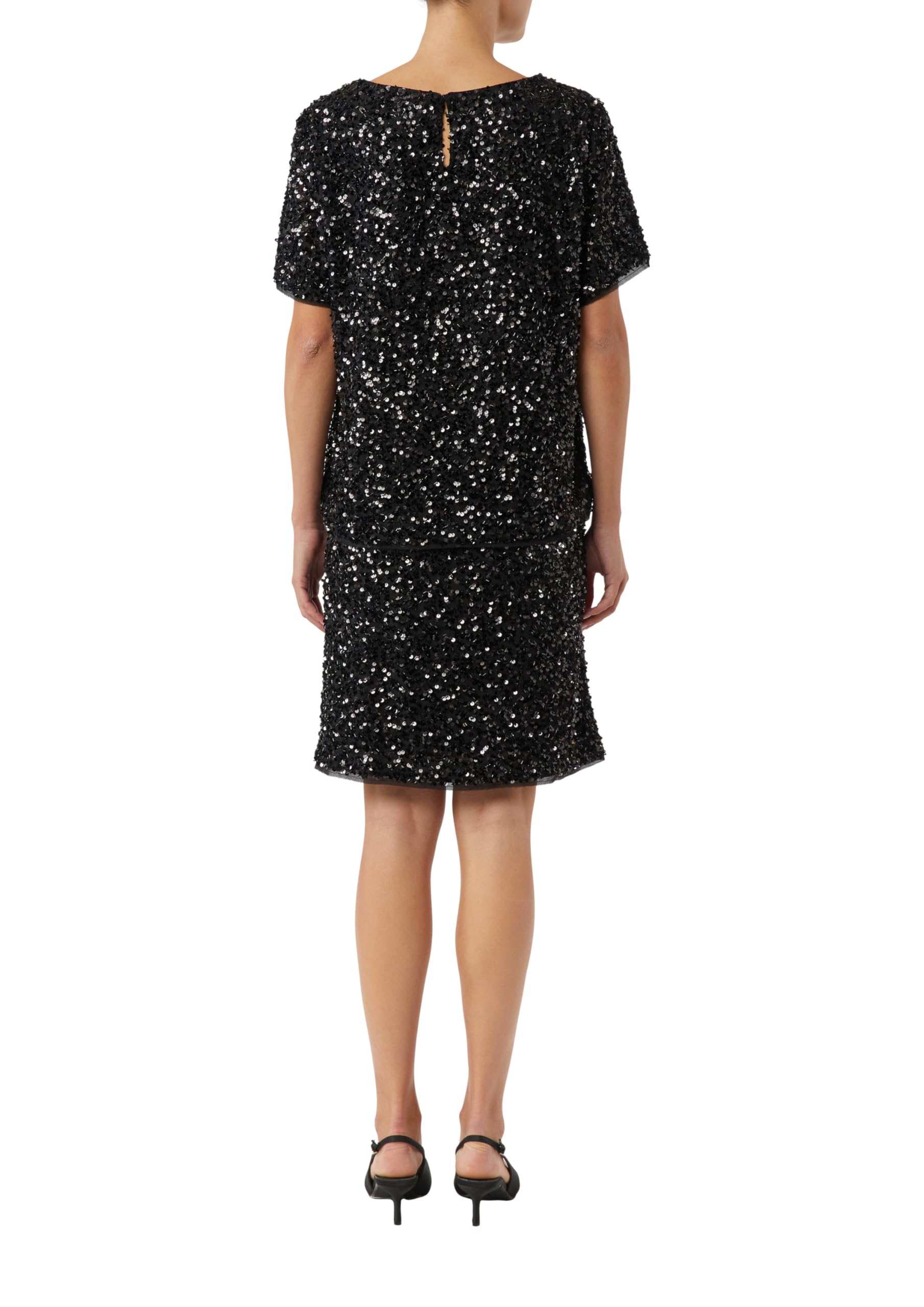 comma-blusenshirt-pailletten-kurzarm-anthrazit image 2
