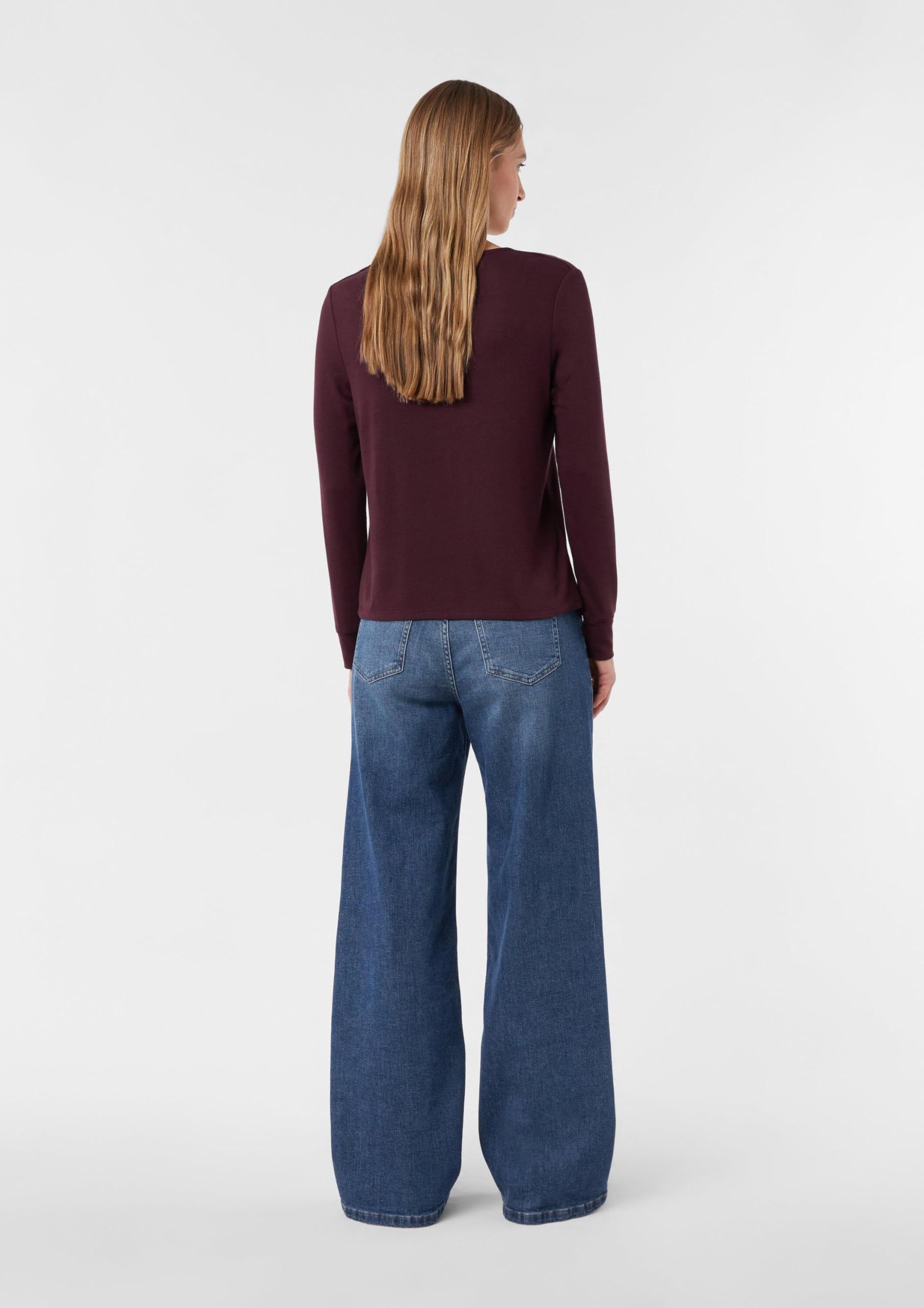 comma-tops-langarmshirt-viskosemix-v-ausschnitt-bordeaux image 7
