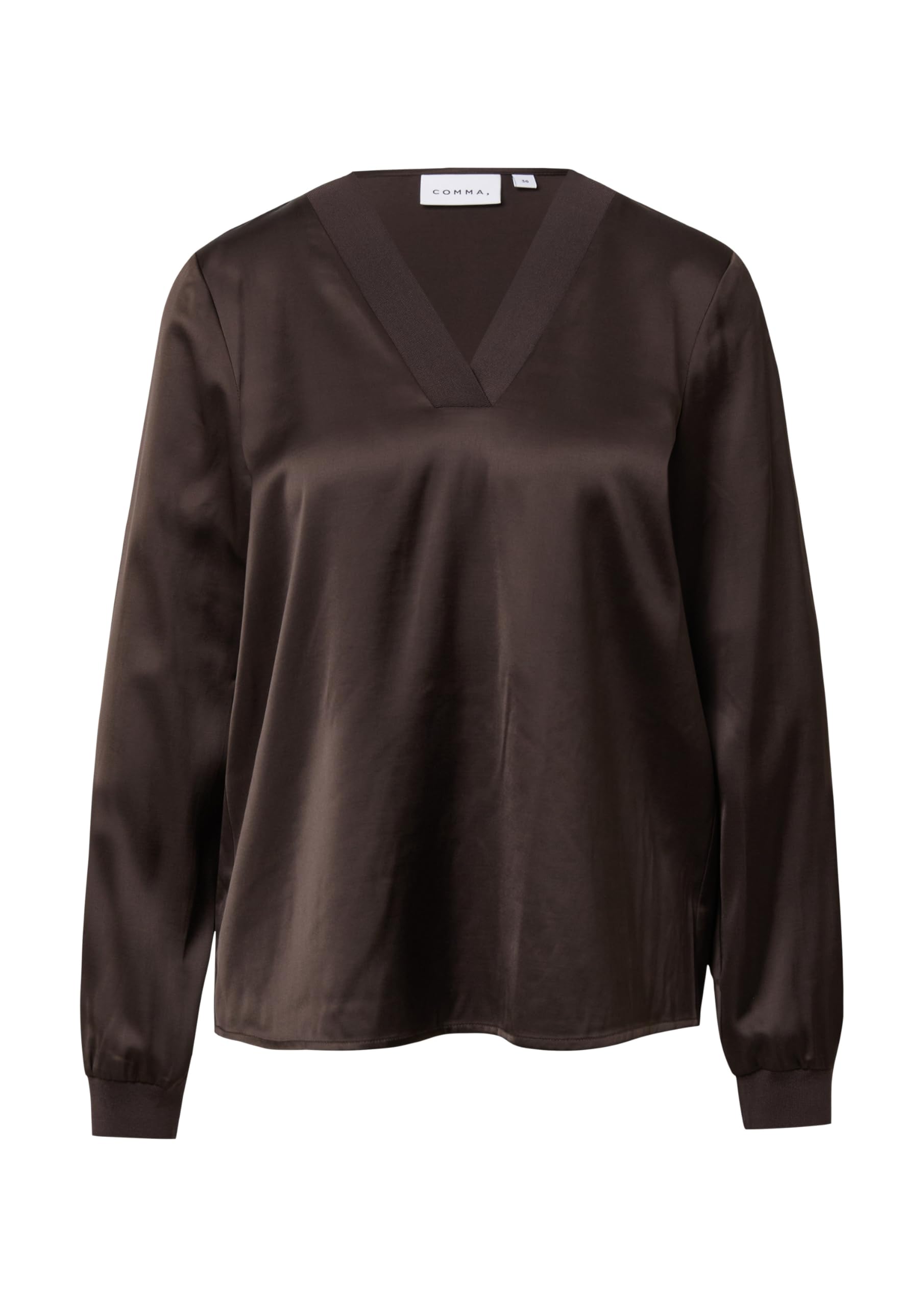 comma-satinbluse-v-ausschnitt-creme-rippdetails-elegant image 4