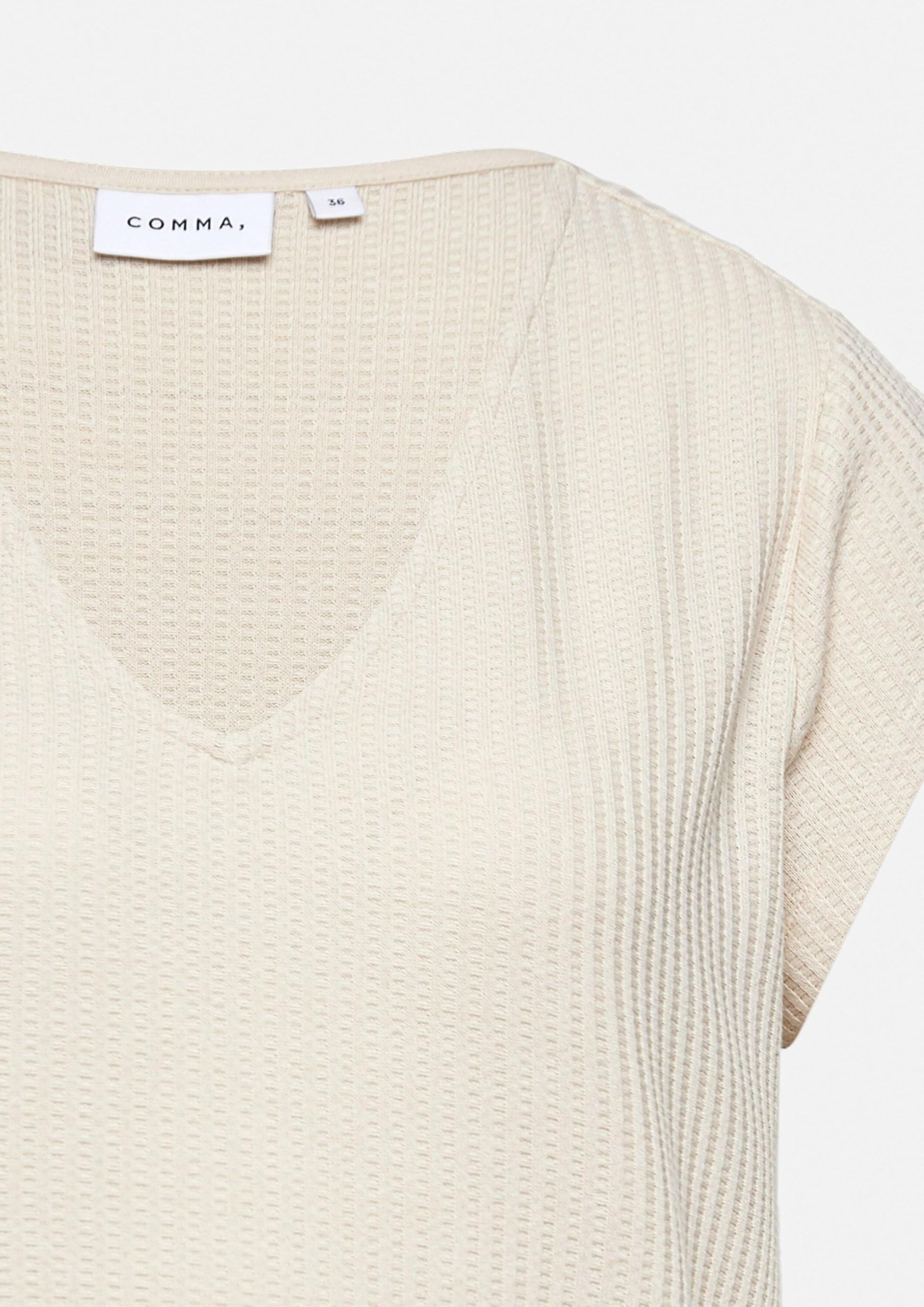 comma-jersey-t-shirt-v-ausschnitt-gr-34-beige-strukturiert image 5