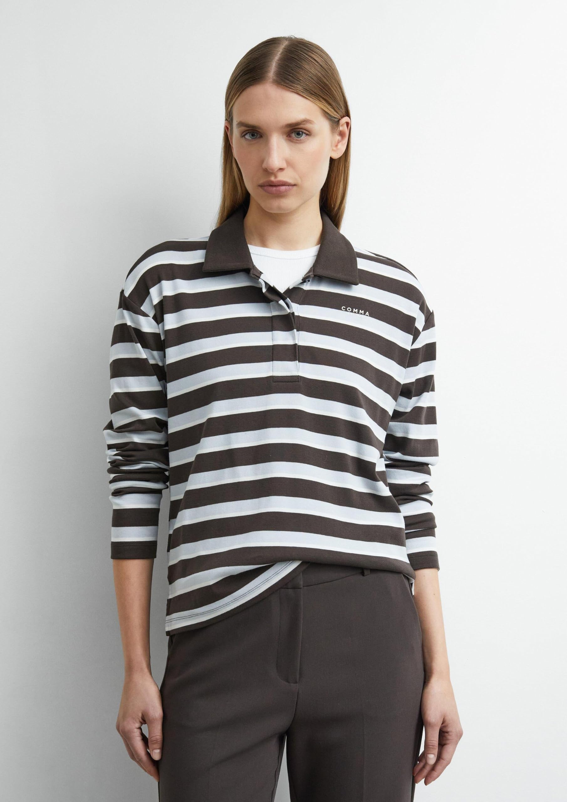 comma-tops-poloshirt-langarm-relaxed-fit-gr-38-mit-logo image 6