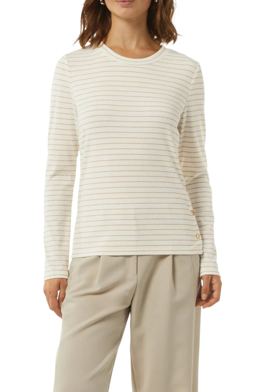 comma-langarmshirt-lurex-streifen-shirt-wei-gr-34 image 1