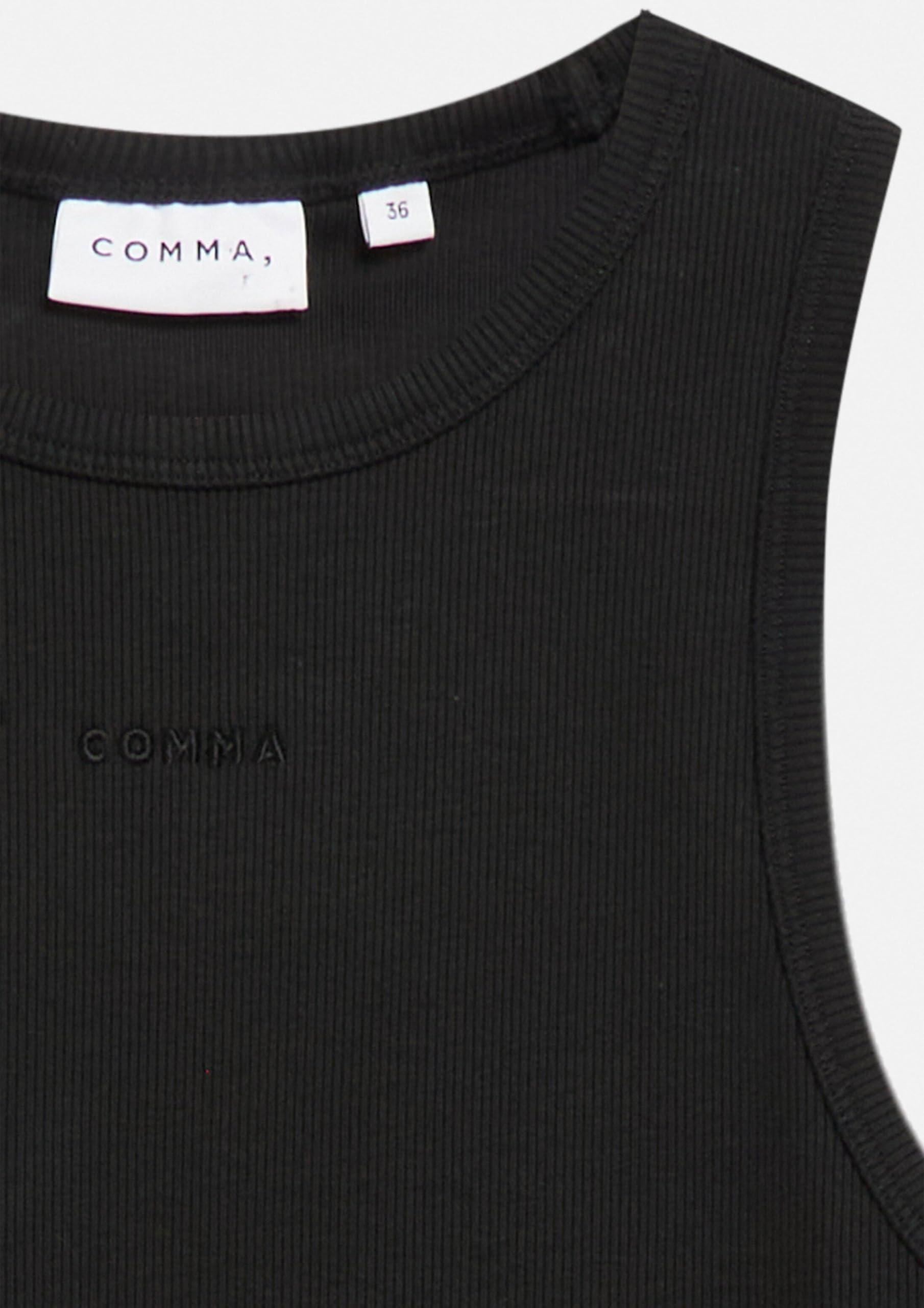 comma-tank-top-baumwollripp-top-schwarz-slim-fit-logo-stickerei image 5