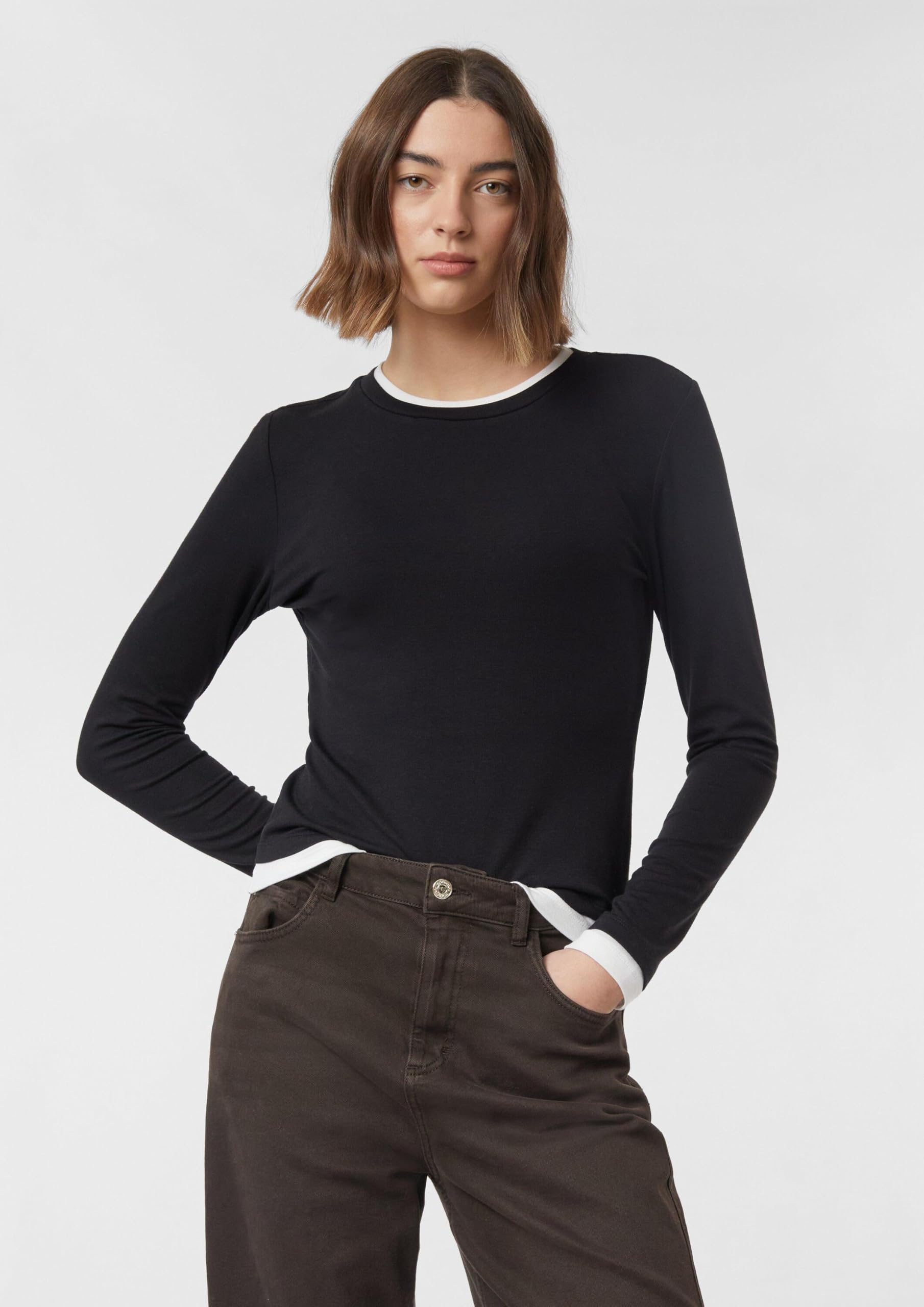 comma-langarm-shirt-viskose-top-wei-38-slim-fit image 7